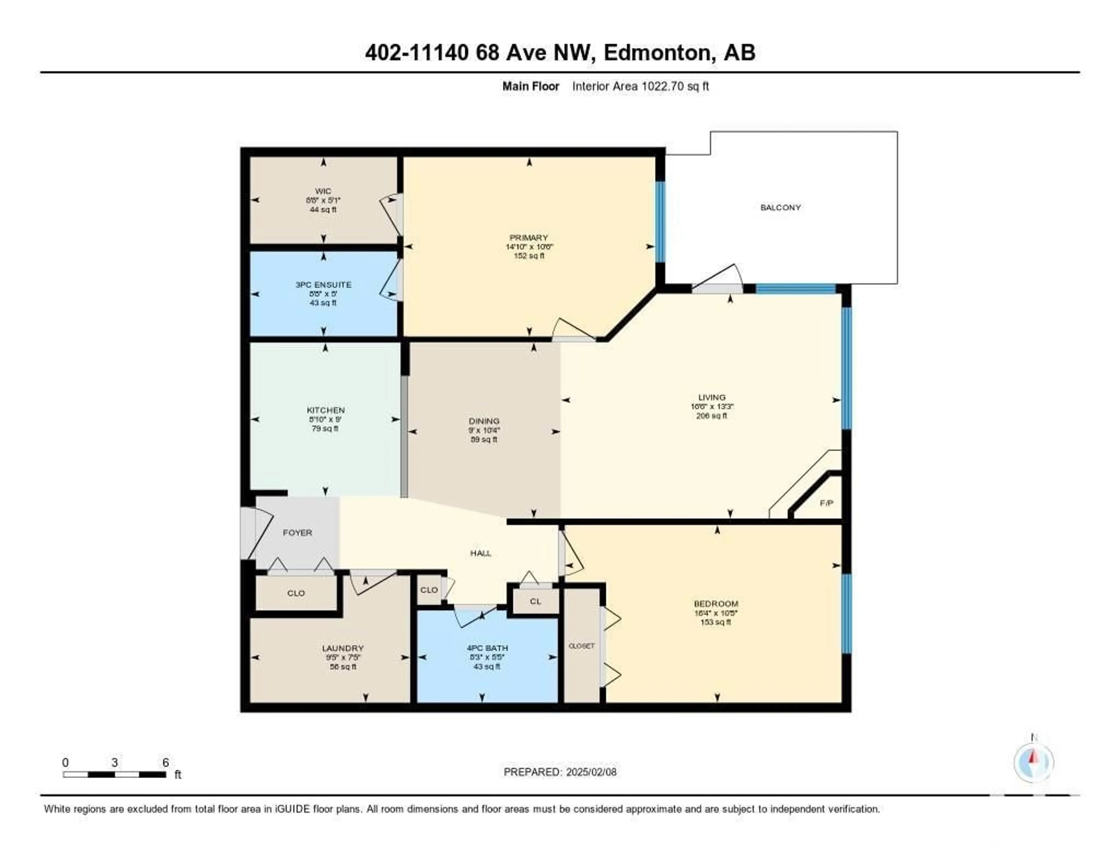 Floor plan for #402 11140 68 AV NW, Edmonton Alberta T6H2C2