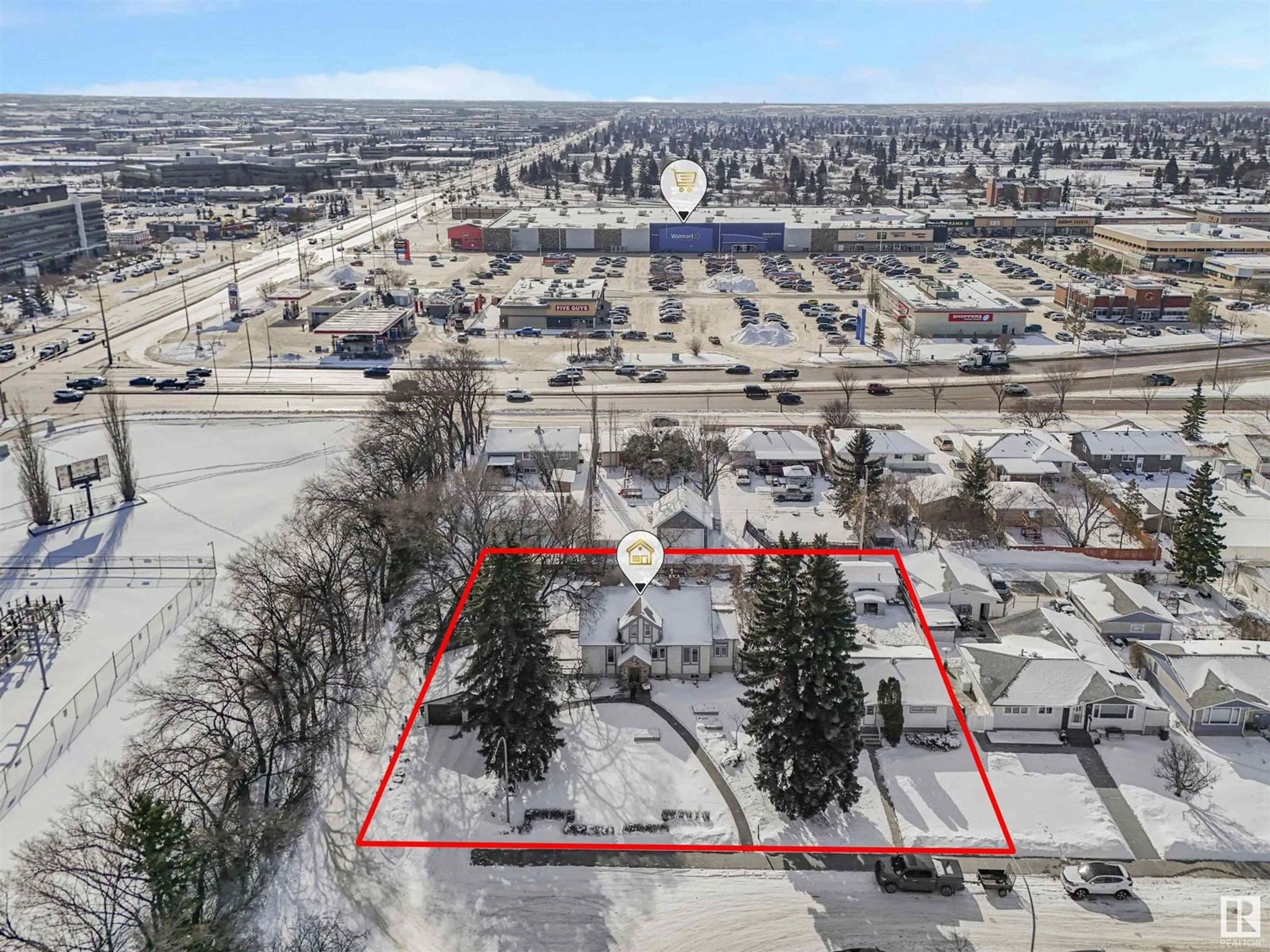 A pic from outside/outdoor area/front of a property/back of a property/a pic from drone, unknown for 5211 101A AV NW, Edmonton Alberta T6A0L7