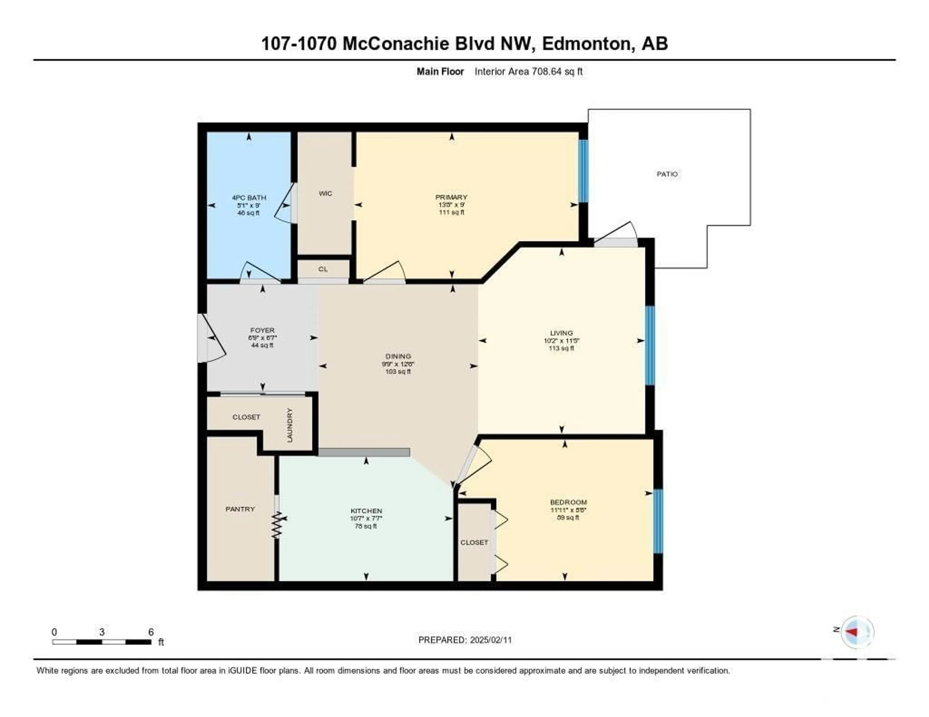 Floor plan for #107 1070 MCCONACHIE BV NW, Edmonton Alberta T5Y0X1