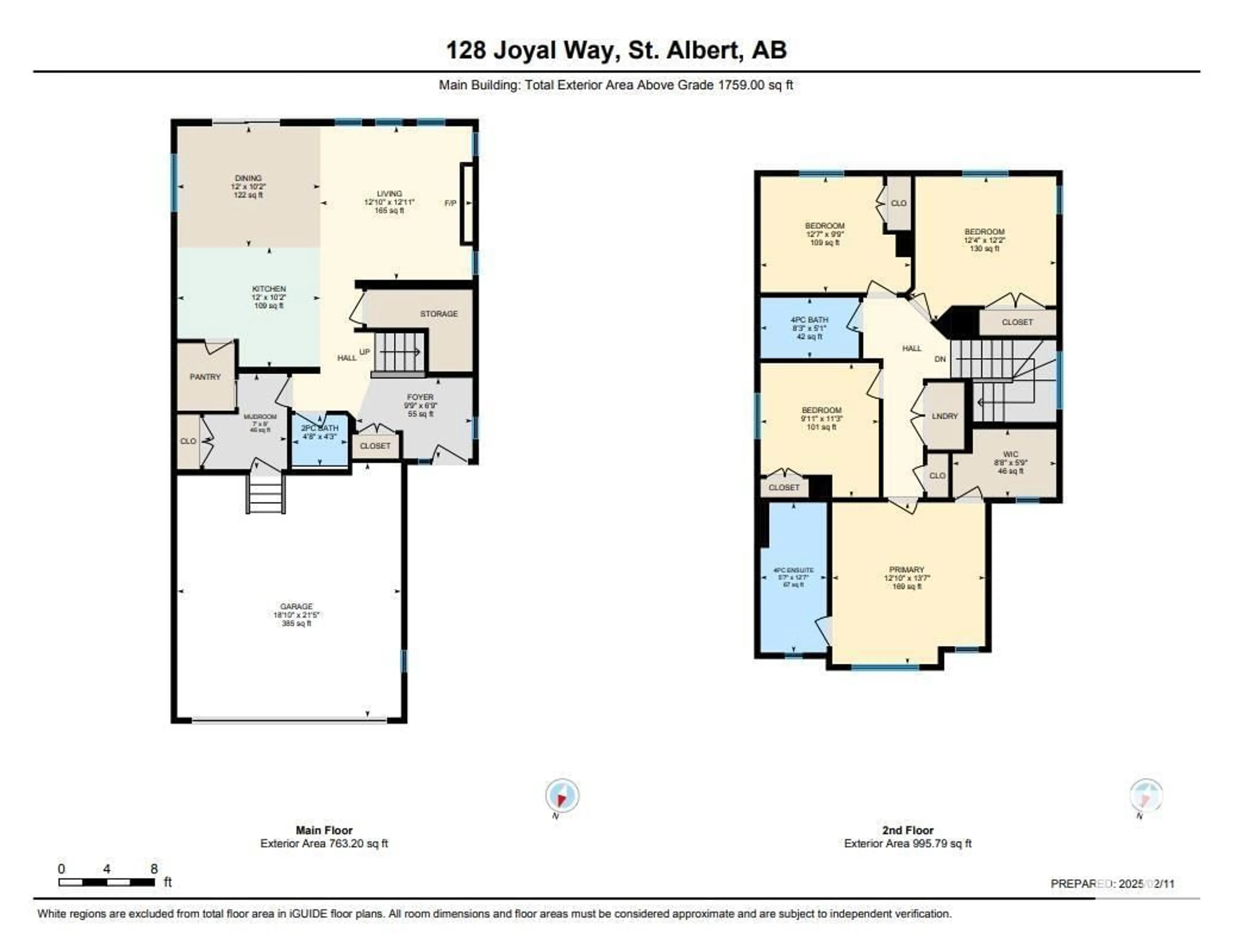 Floor plan for 128 JOYAL WY, St. Albert Alberta T8N7V3