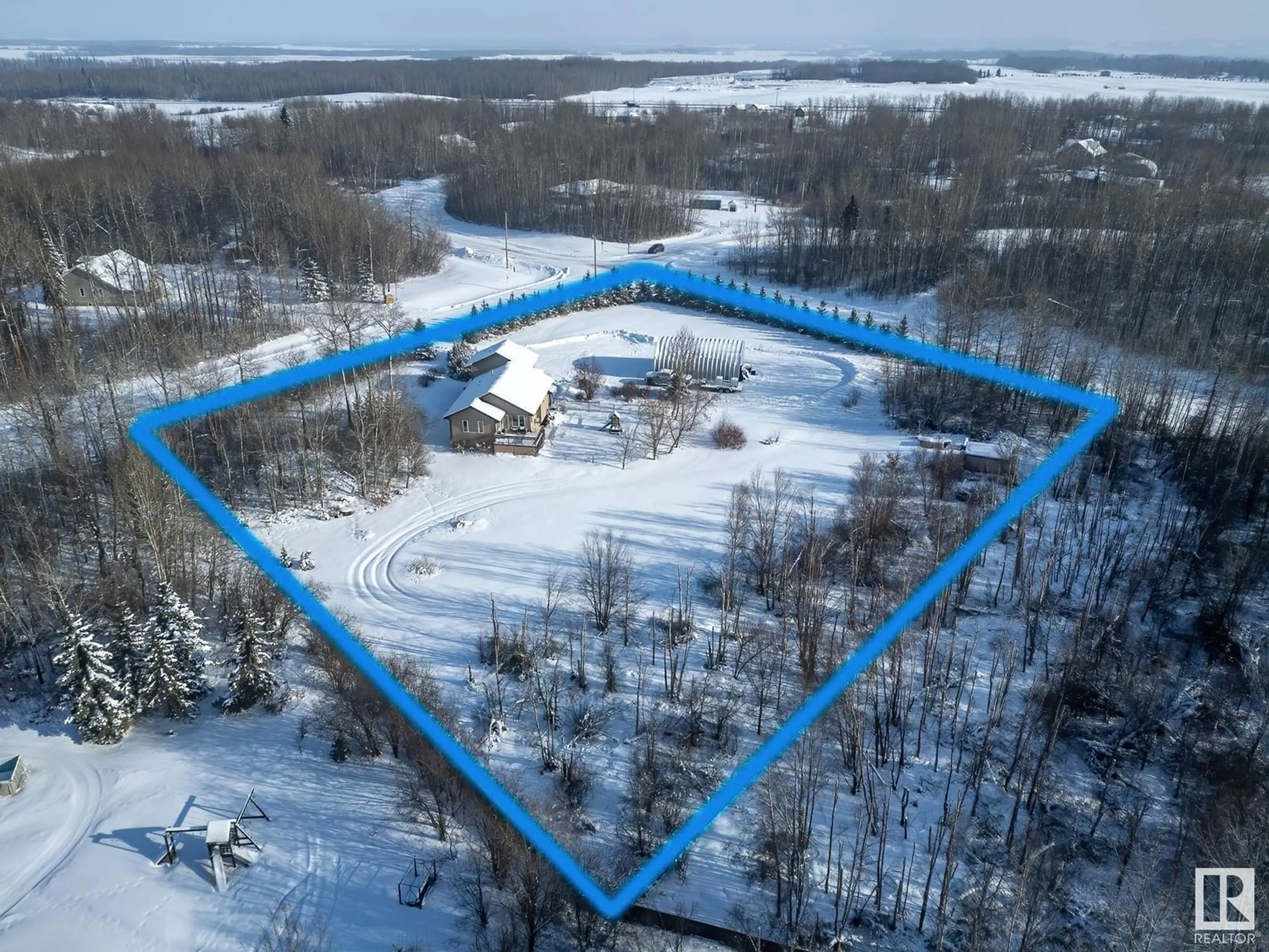 A pic from outside/outdoor area/front of a property/back of a property/a pic from drone, building for #201 2306 TWP ROAD 540, Rural Lac Ste. Anne County Alberta T0E1V0