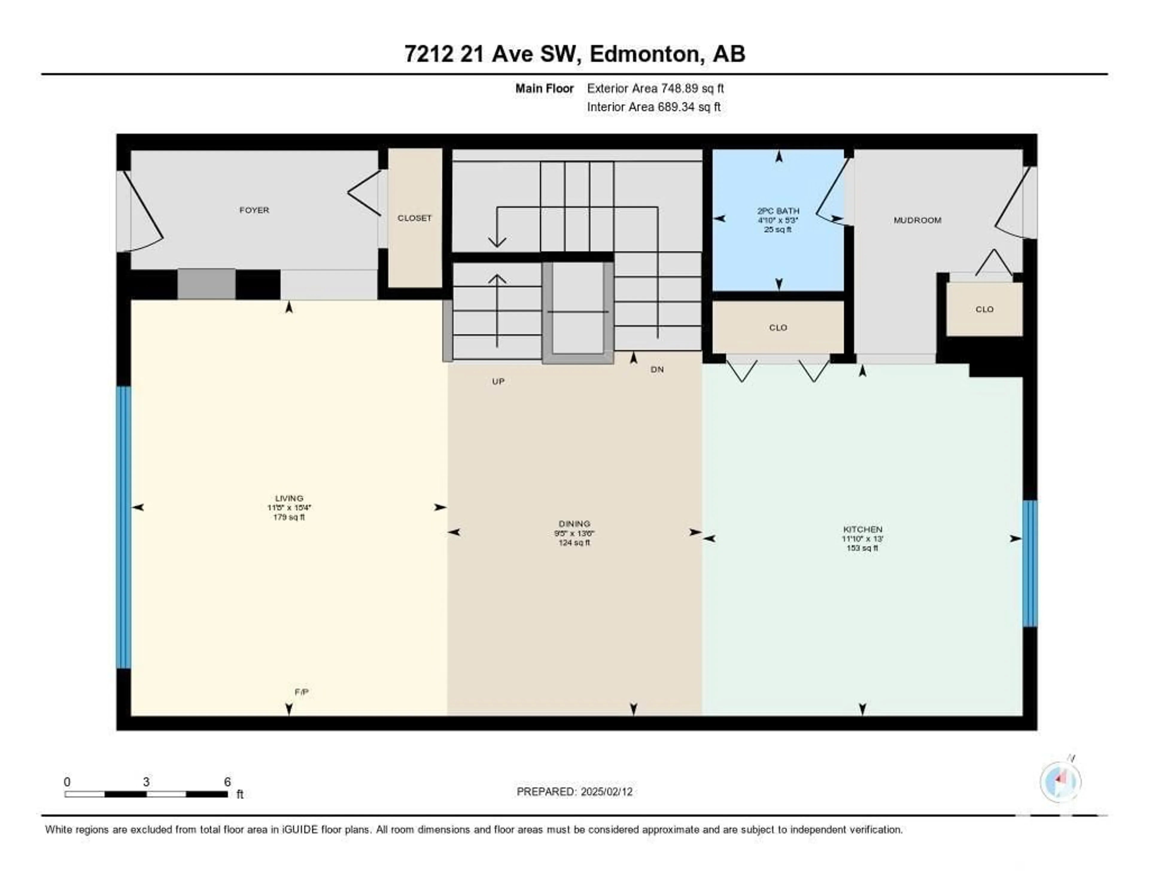 Floor plan for 7212 21 AV SW, Edmonton Alberta T6X0L5