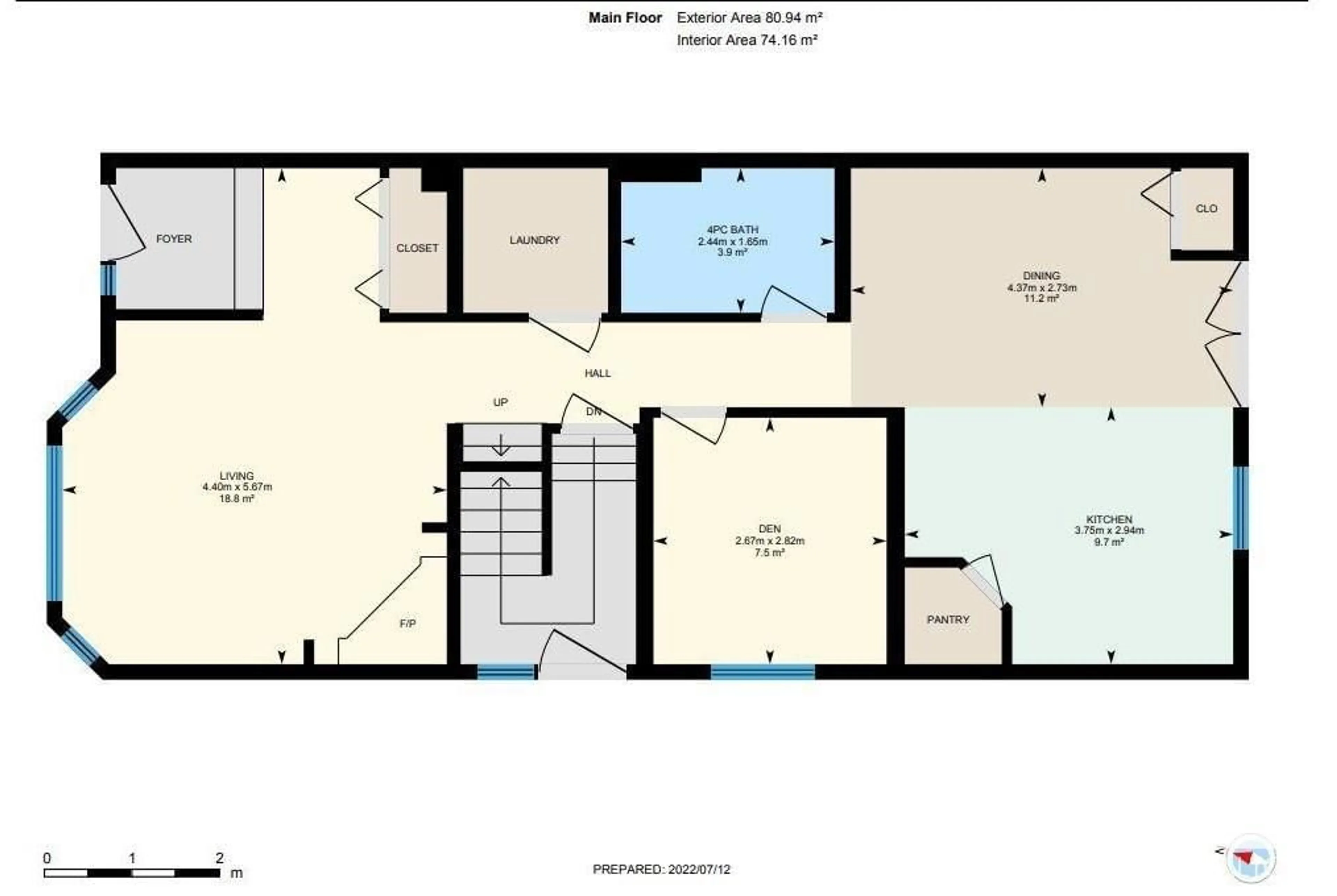 Floor plan for 7545 80 AV NW, Edmonton Alberta T6C0S3