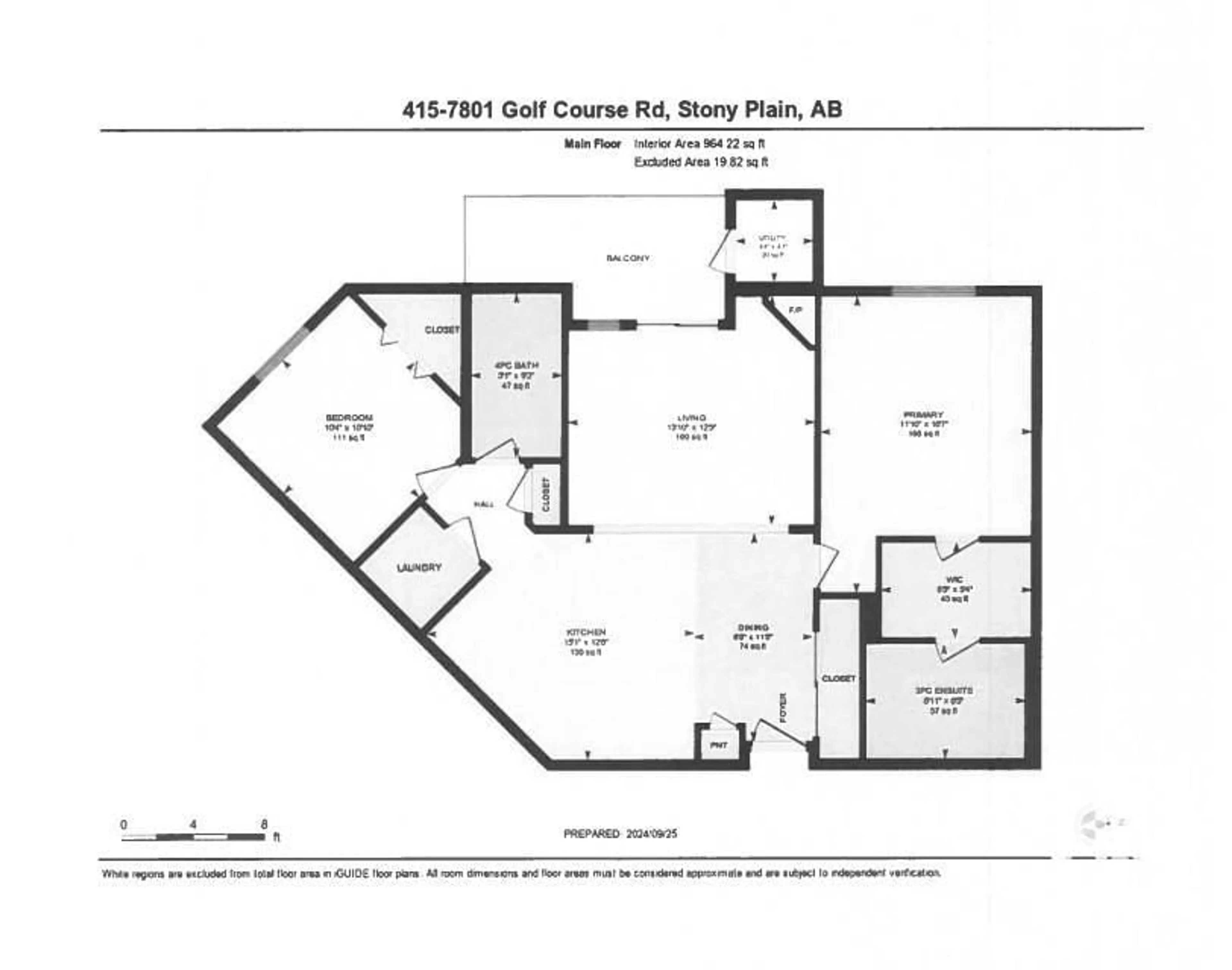 Floor plan for #415 7801 Golf Course Rd., Stony Plain Alberta T7Z1M2