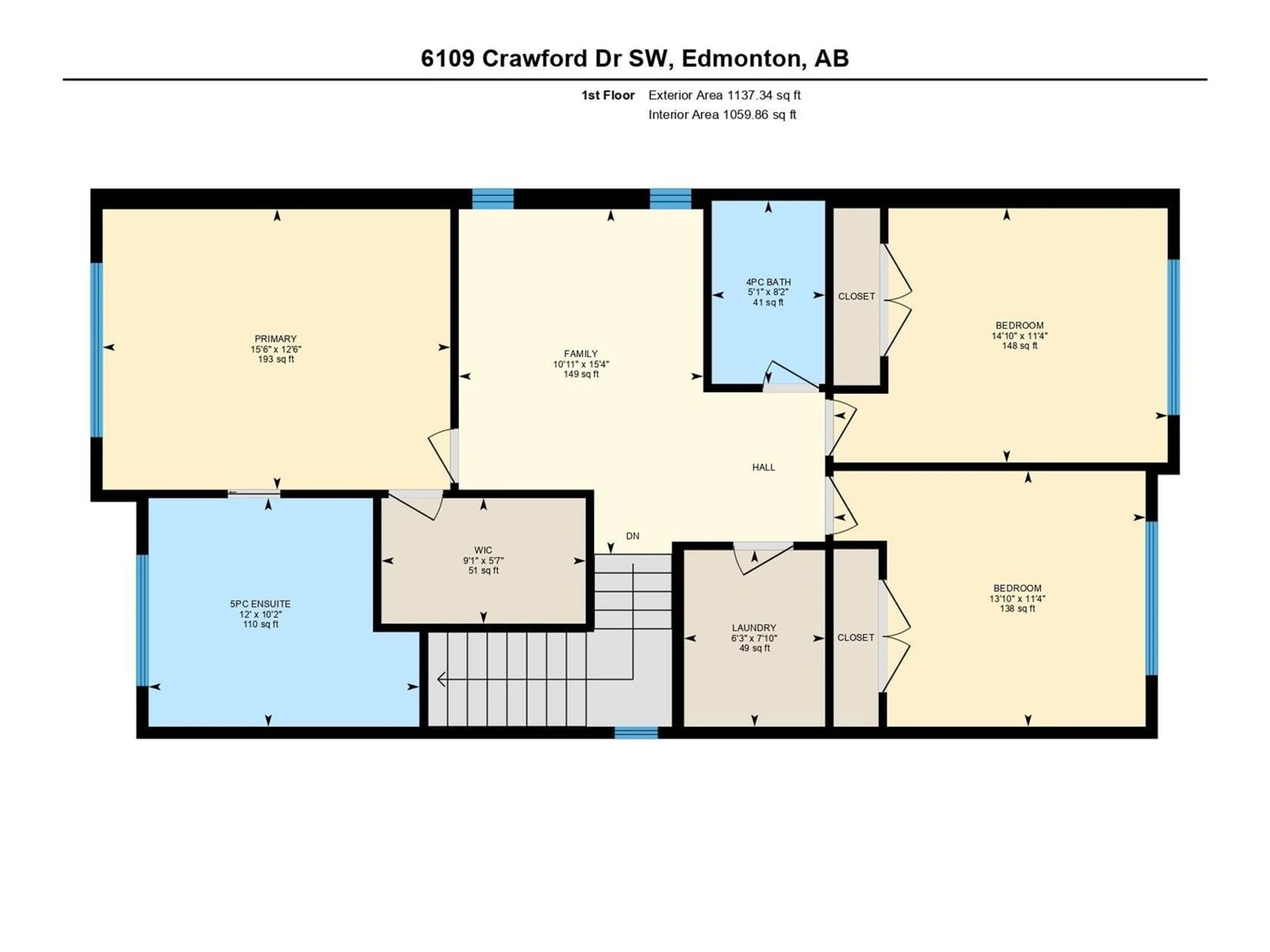 Floor plan for 6109 CRAWFORD DR SW, Edmonton Alberta T6W4L7