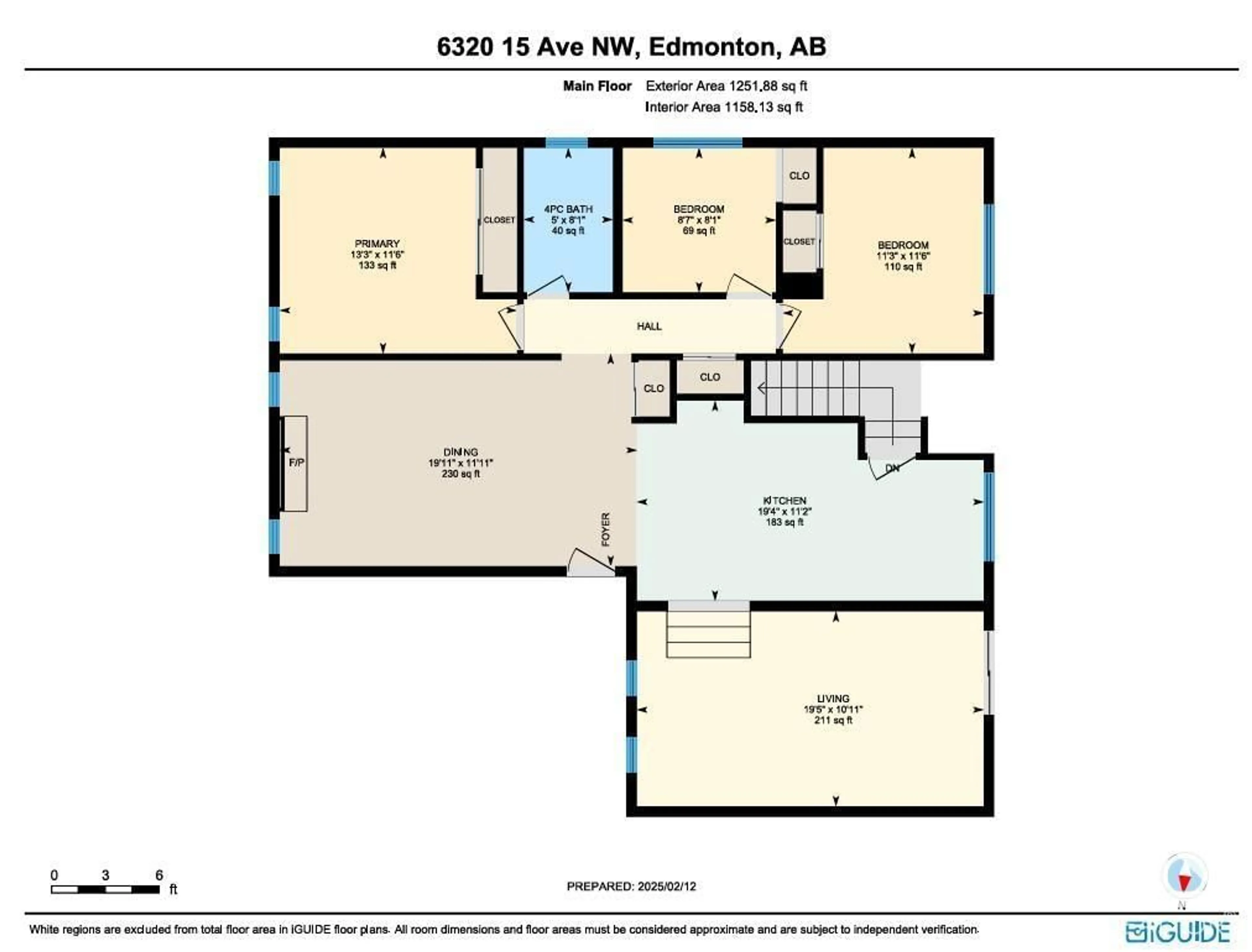 Floor plan for 6320 15 AV NW NW, Edmonton Alberta T6L1S5