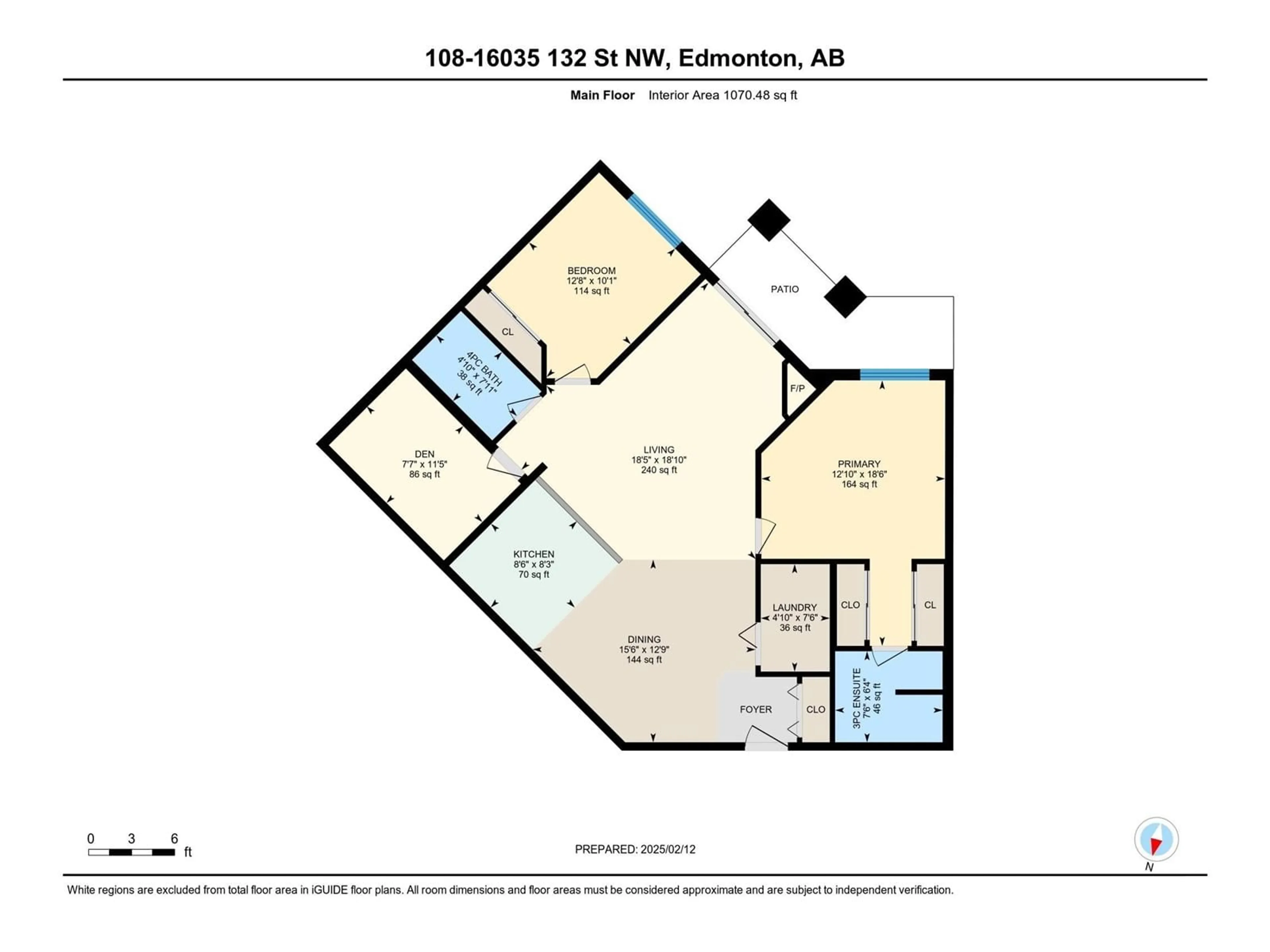 Floor plan for #108 - 16035 132 ST, Edmonton Alberta T6V0B4