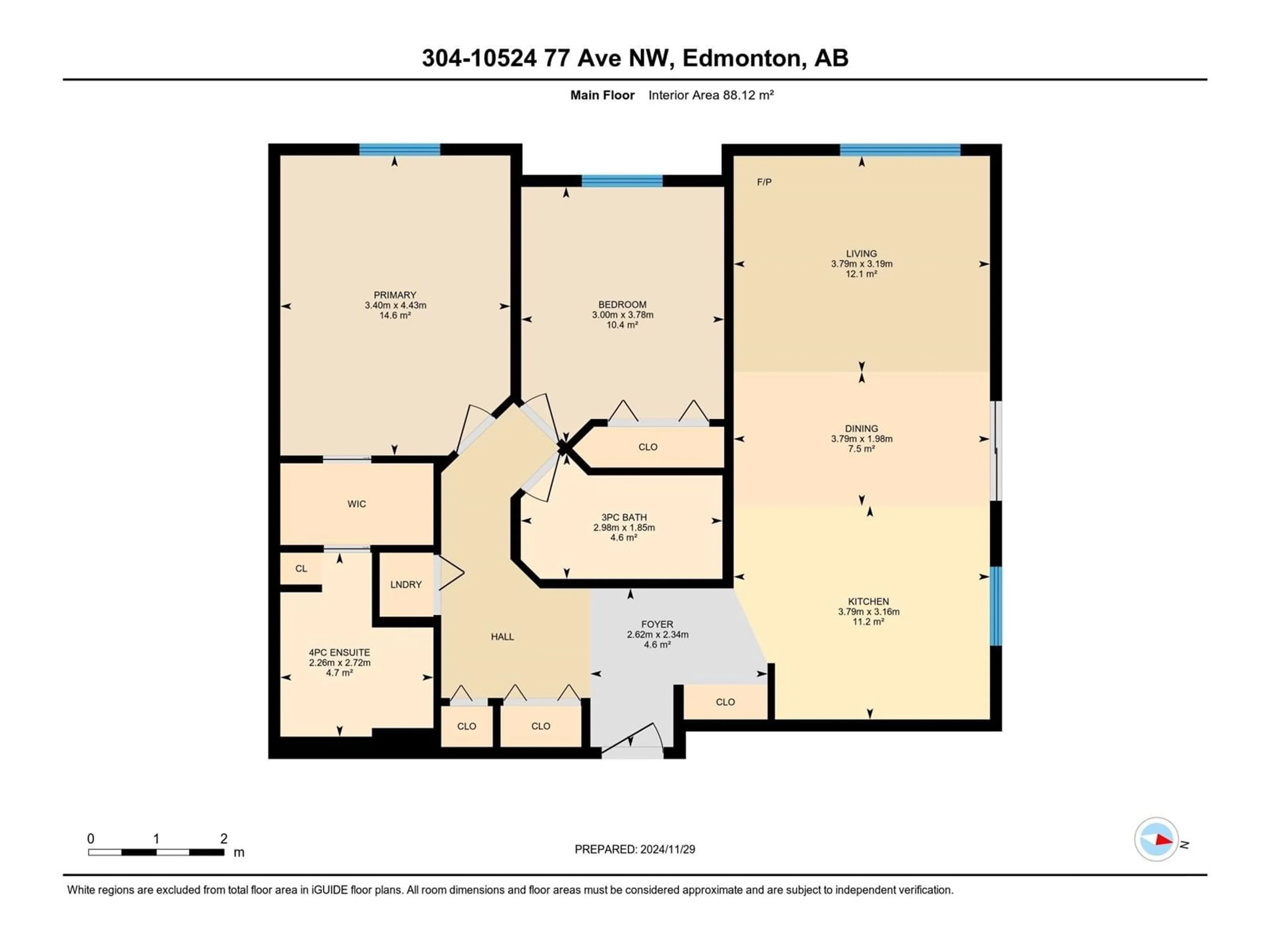 Floor plan for #304 10524 77 AV NW, Edmonton Alberta T6E1N1