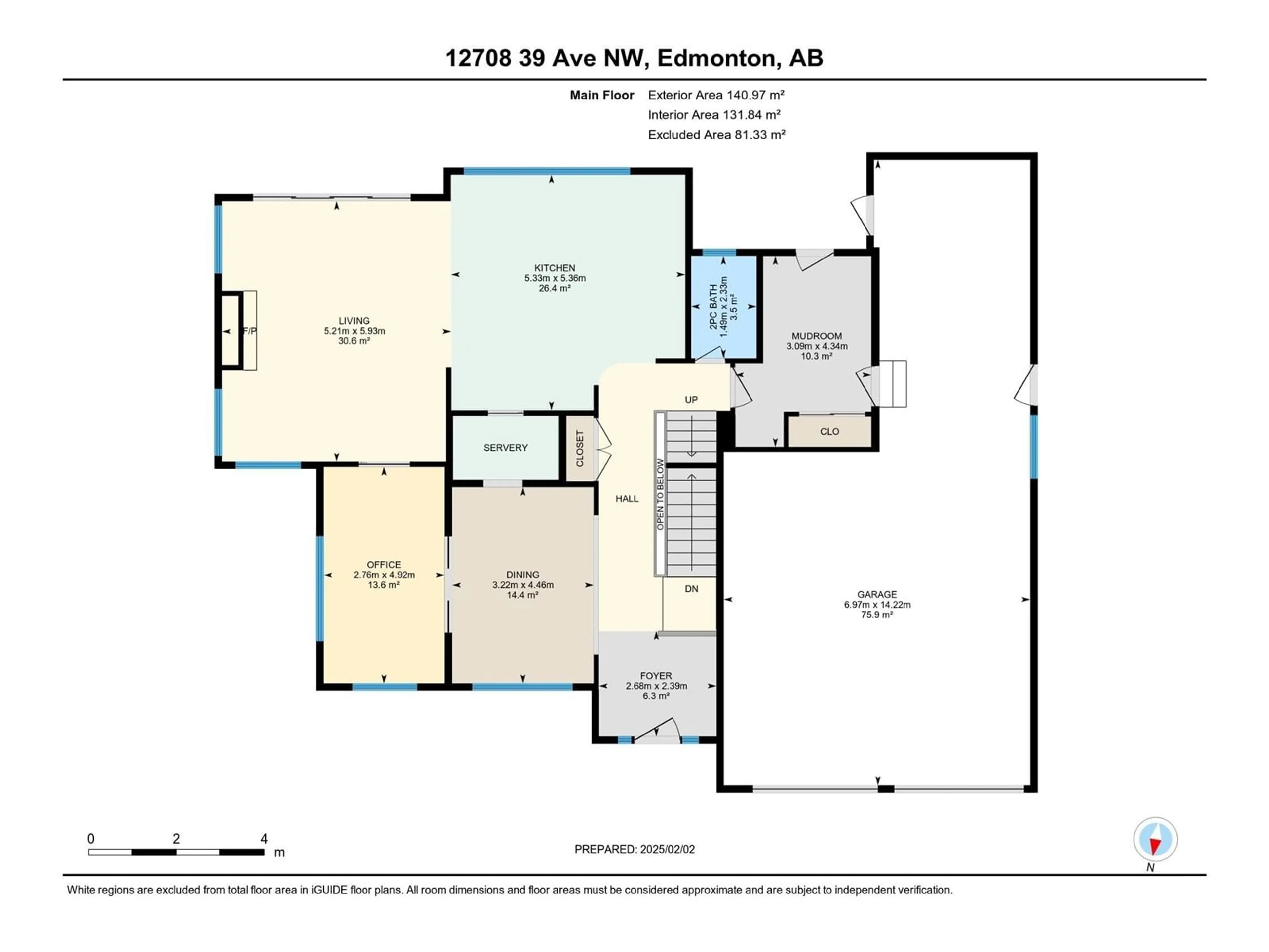 Floor plan for 12708 39 AV NW, Edmonton Alberta T6J0N4