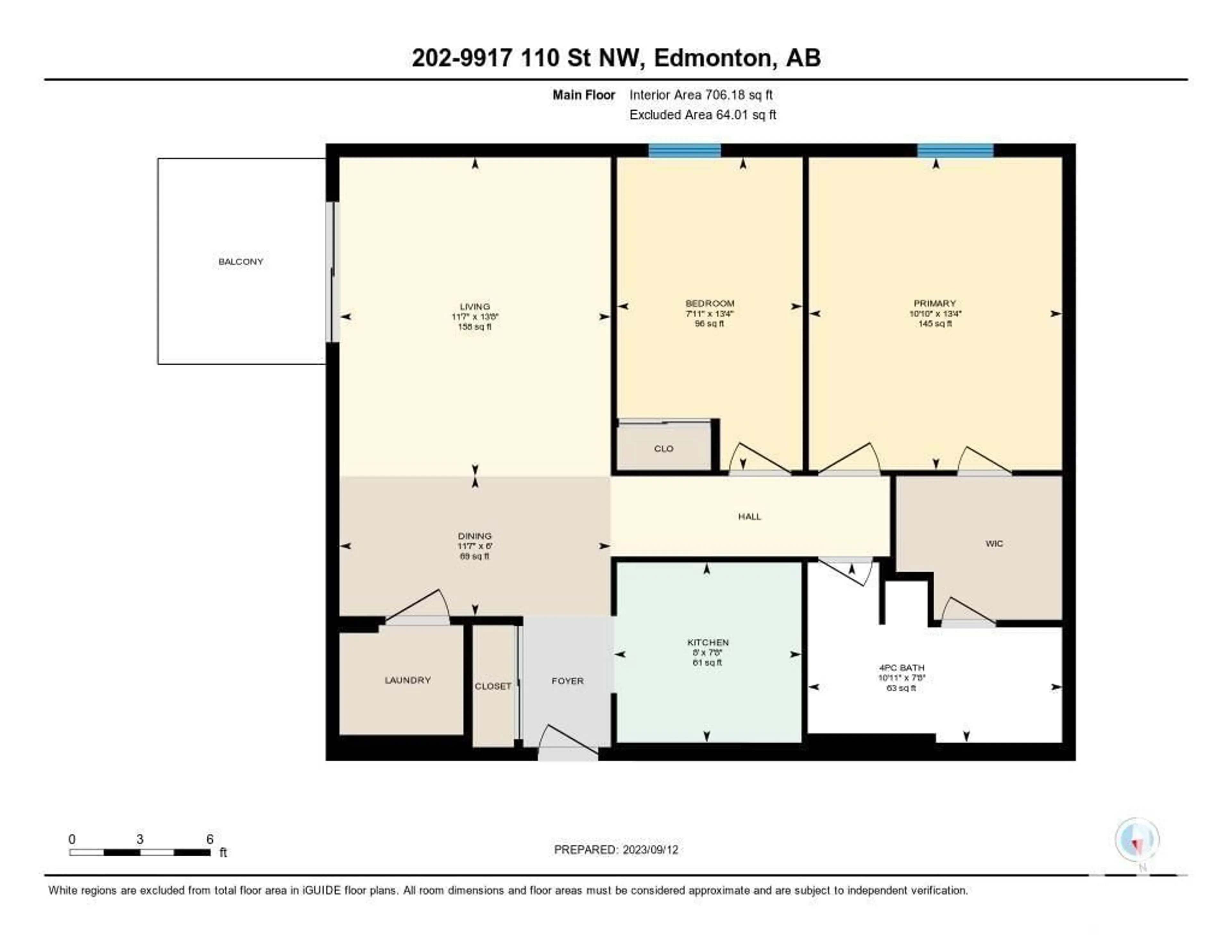 Floor plan for #202 9917 110 ST NW, Edmonton Alberta T5K2N4