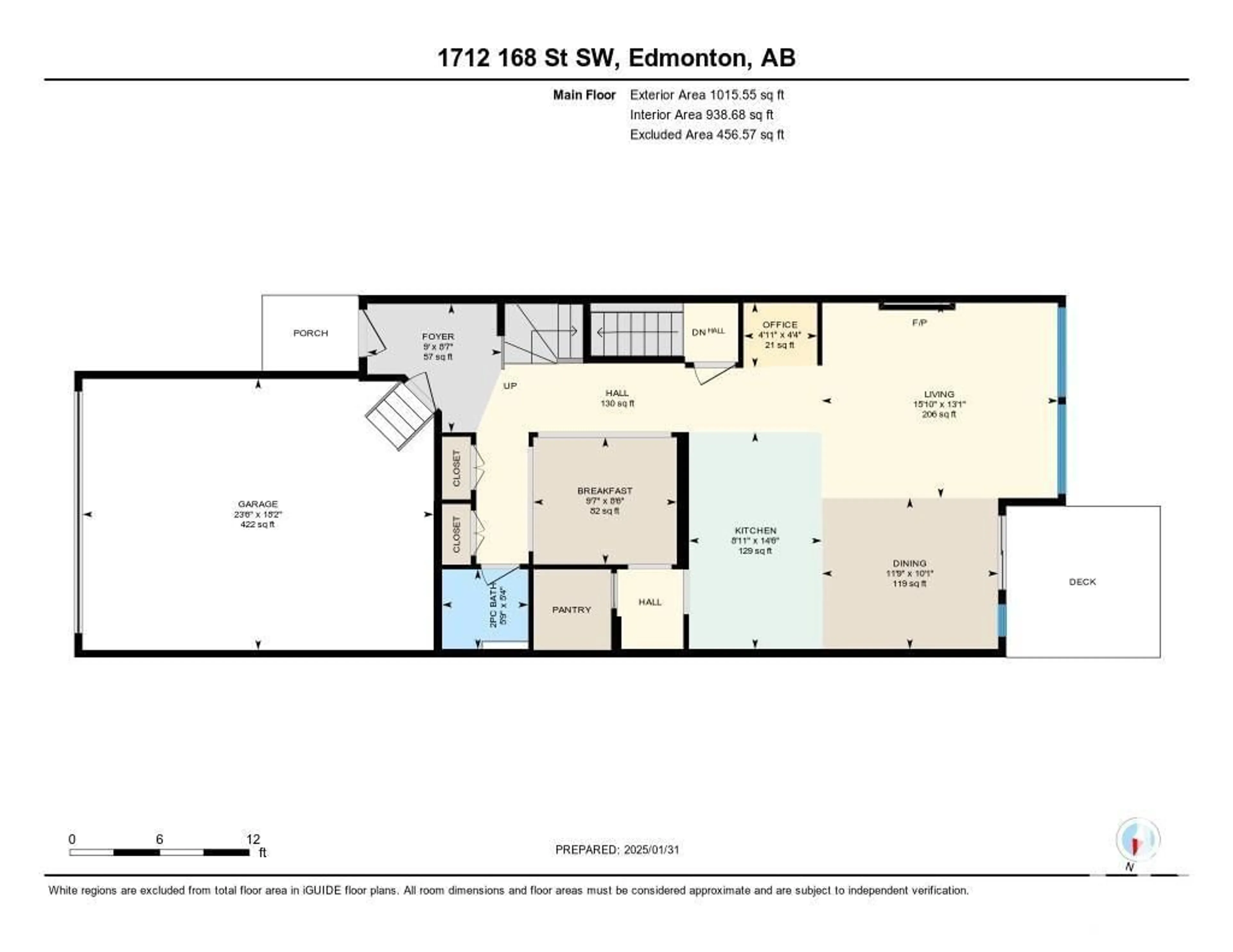 Floor plan for 1712 168 ST SW, Edmonton Alberta T6W3R7