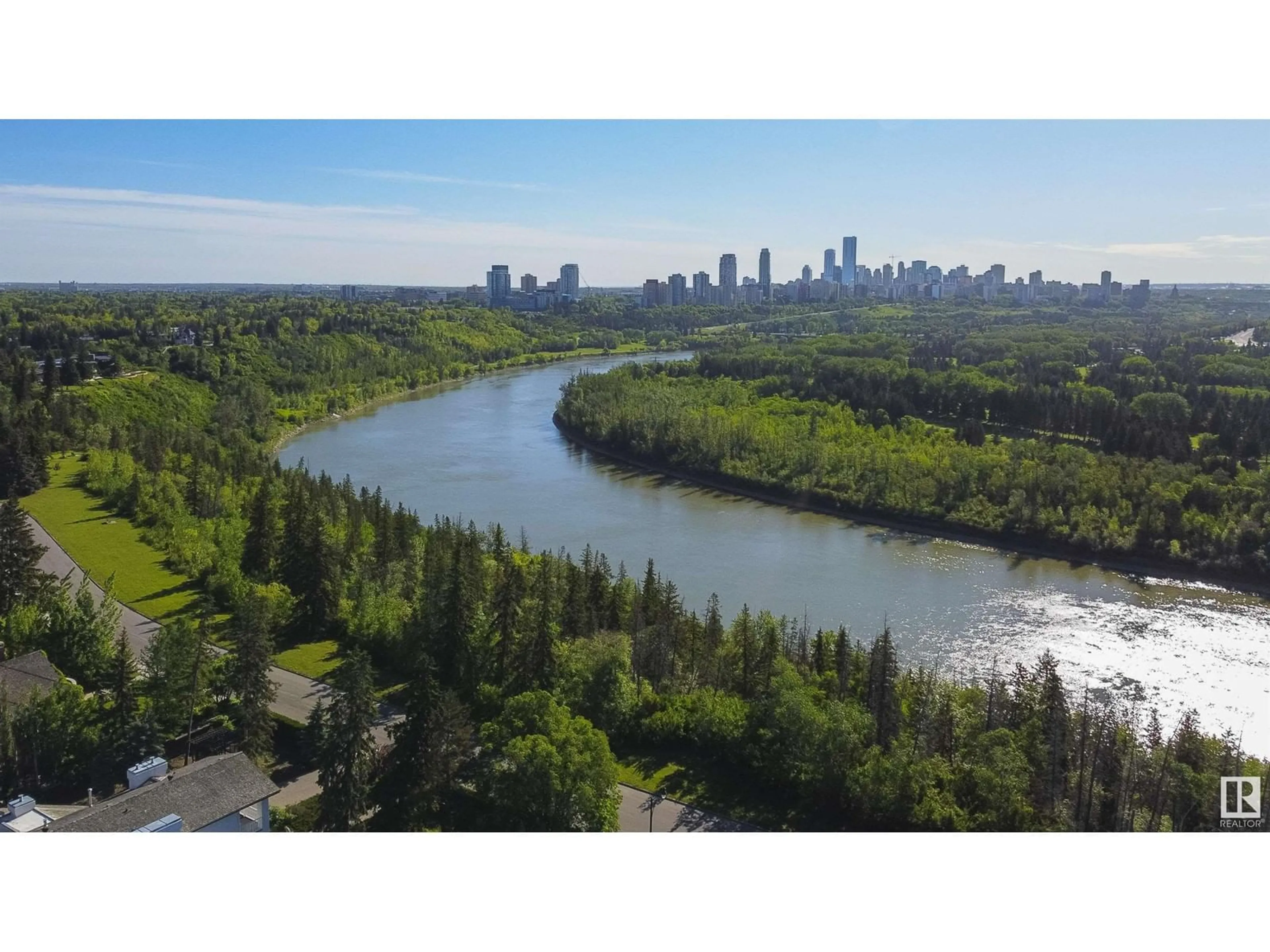 A pic from outside/outdoor area/front of a property/back of a property/a pic from drone, water/lake/river/ocean view for 9507 141 ST NW, Edmonton Alberta T5N2M5