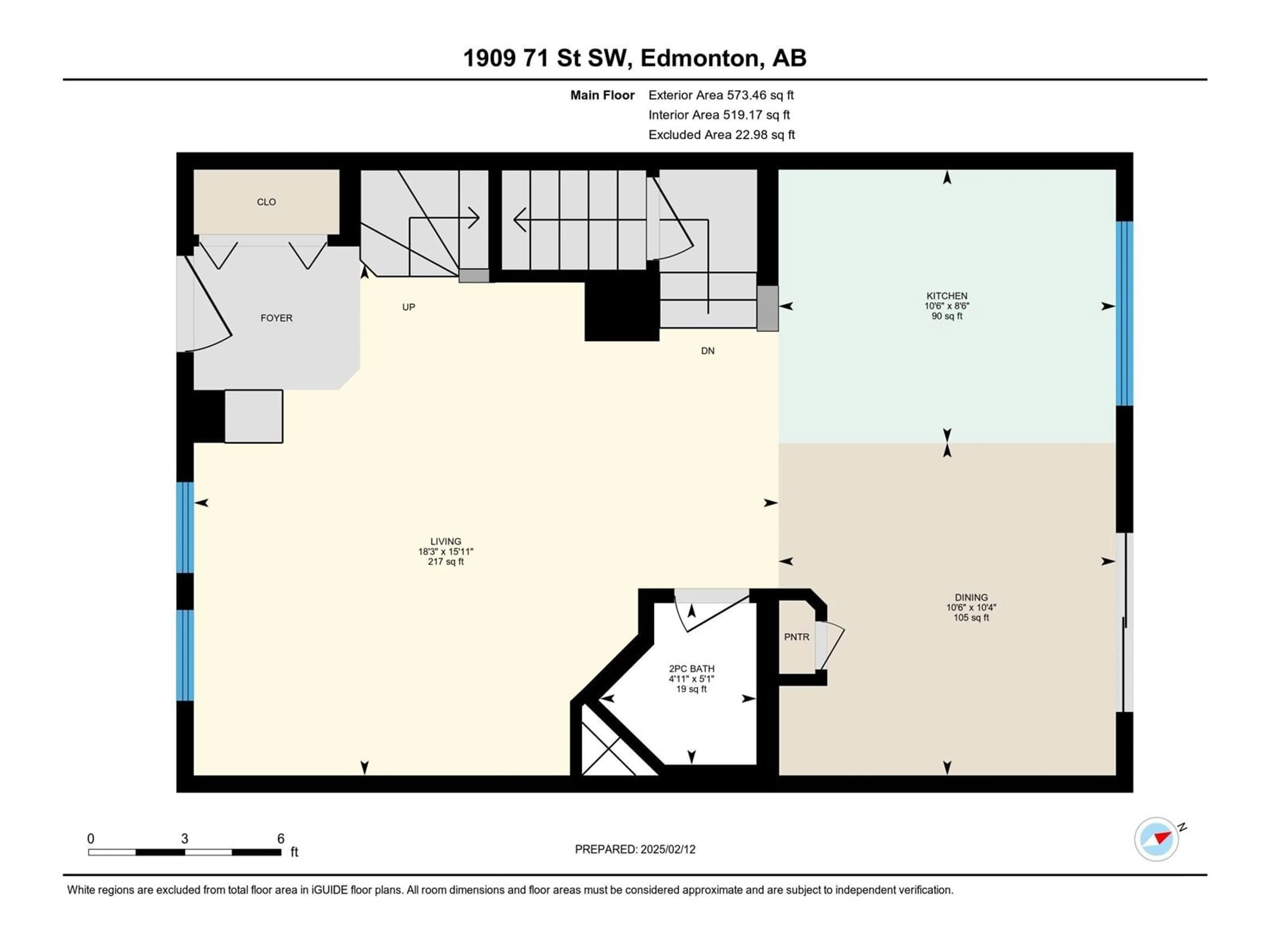 Floor plan for 1909 71 ST SW, Edmonton Alberta T6X0K2