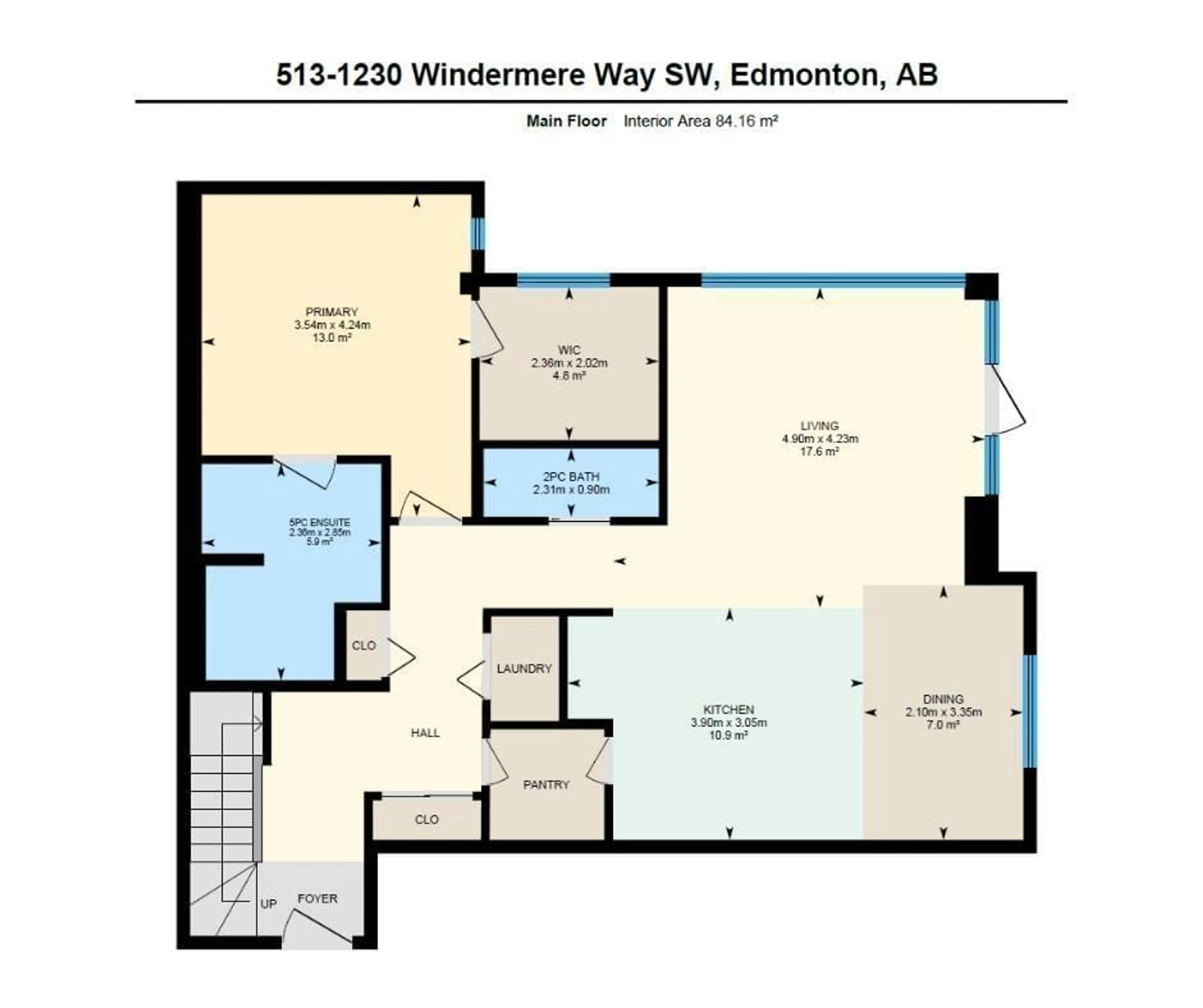 Floor plan for #513 1230 WINDERMERE WY SW, Edmonton Alberta T6W2J3