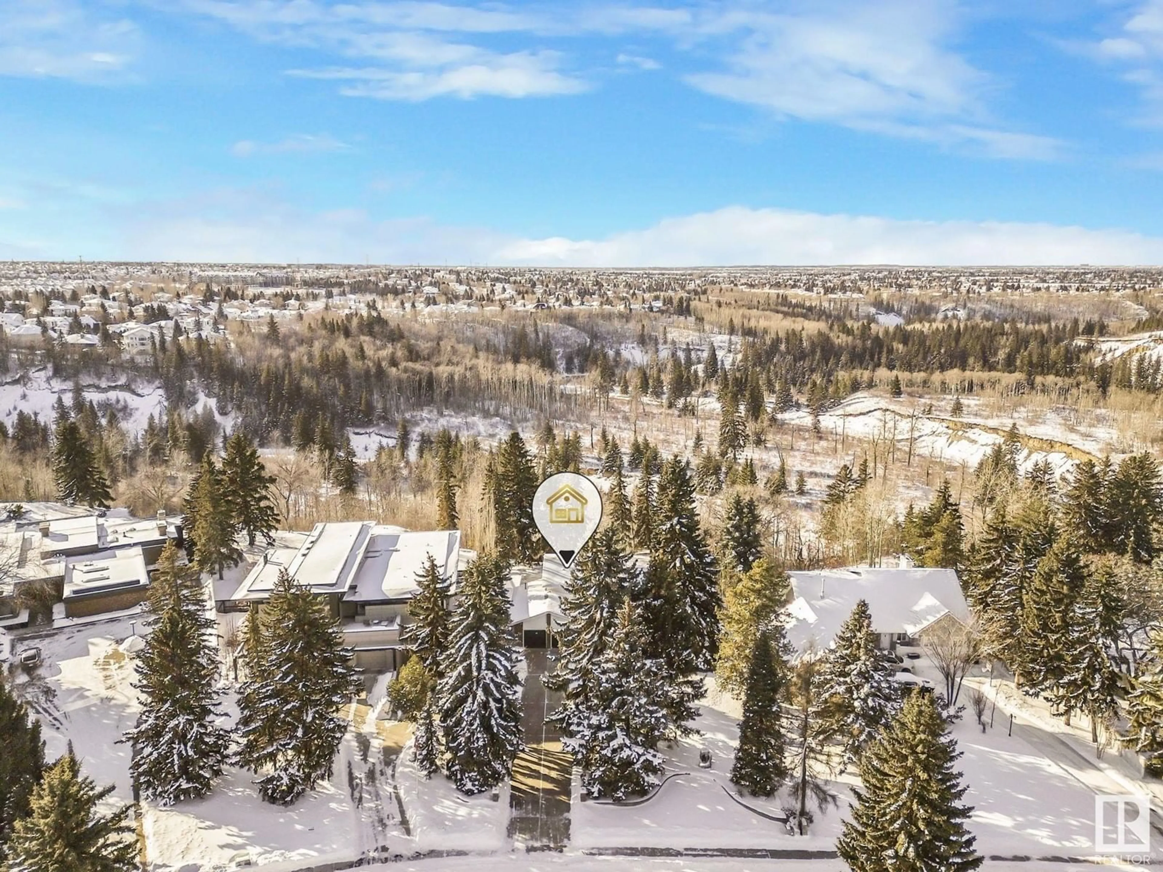 A pic from outside/outdoor area/front of a property/back of a property/a pic from drone, forest/trees view for 63 WESTBROOK DR NW, Edmonton Alberta T6J2C8