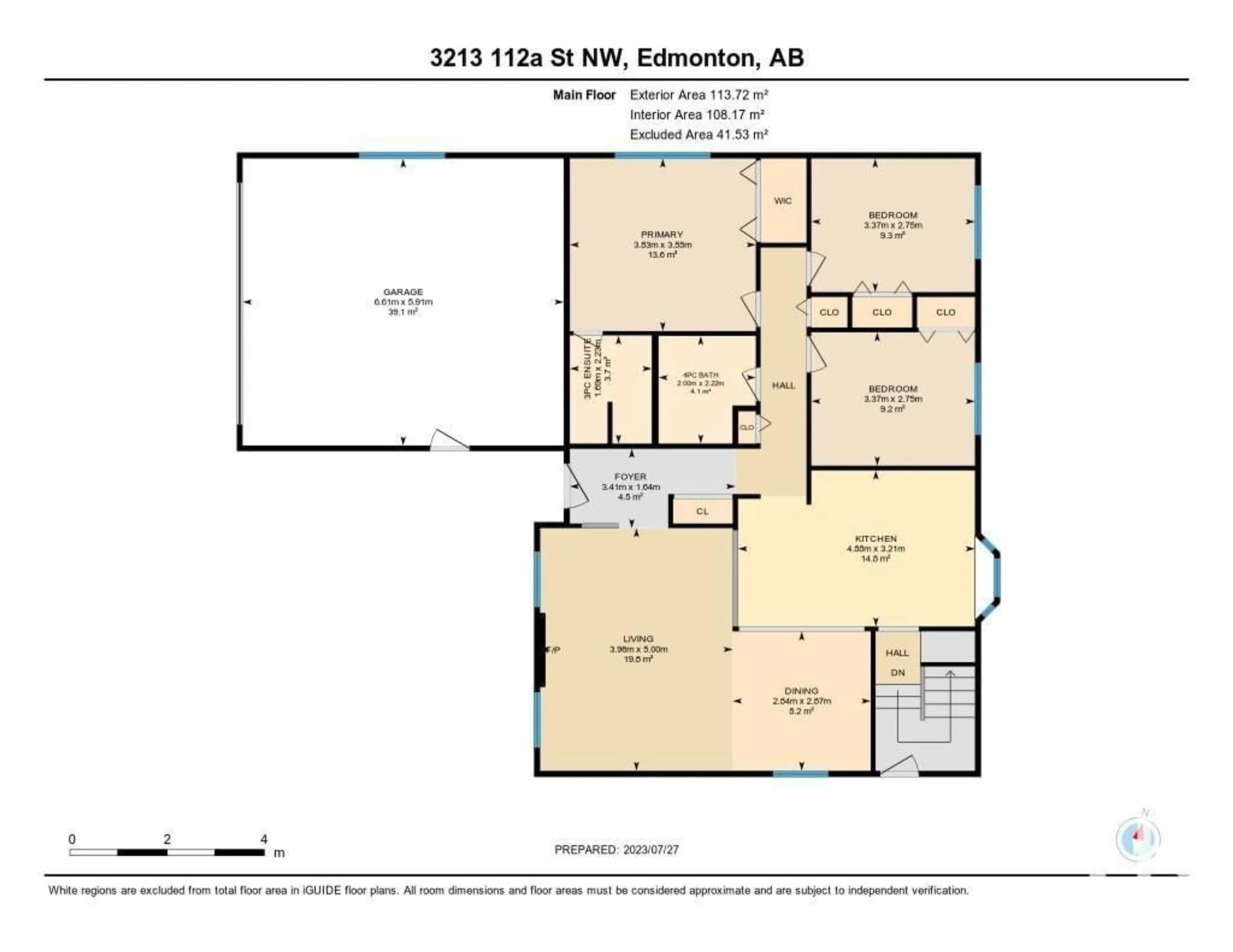 Floor plan for 3213 112A ST NW, Edmonton Alberta T6J3X1