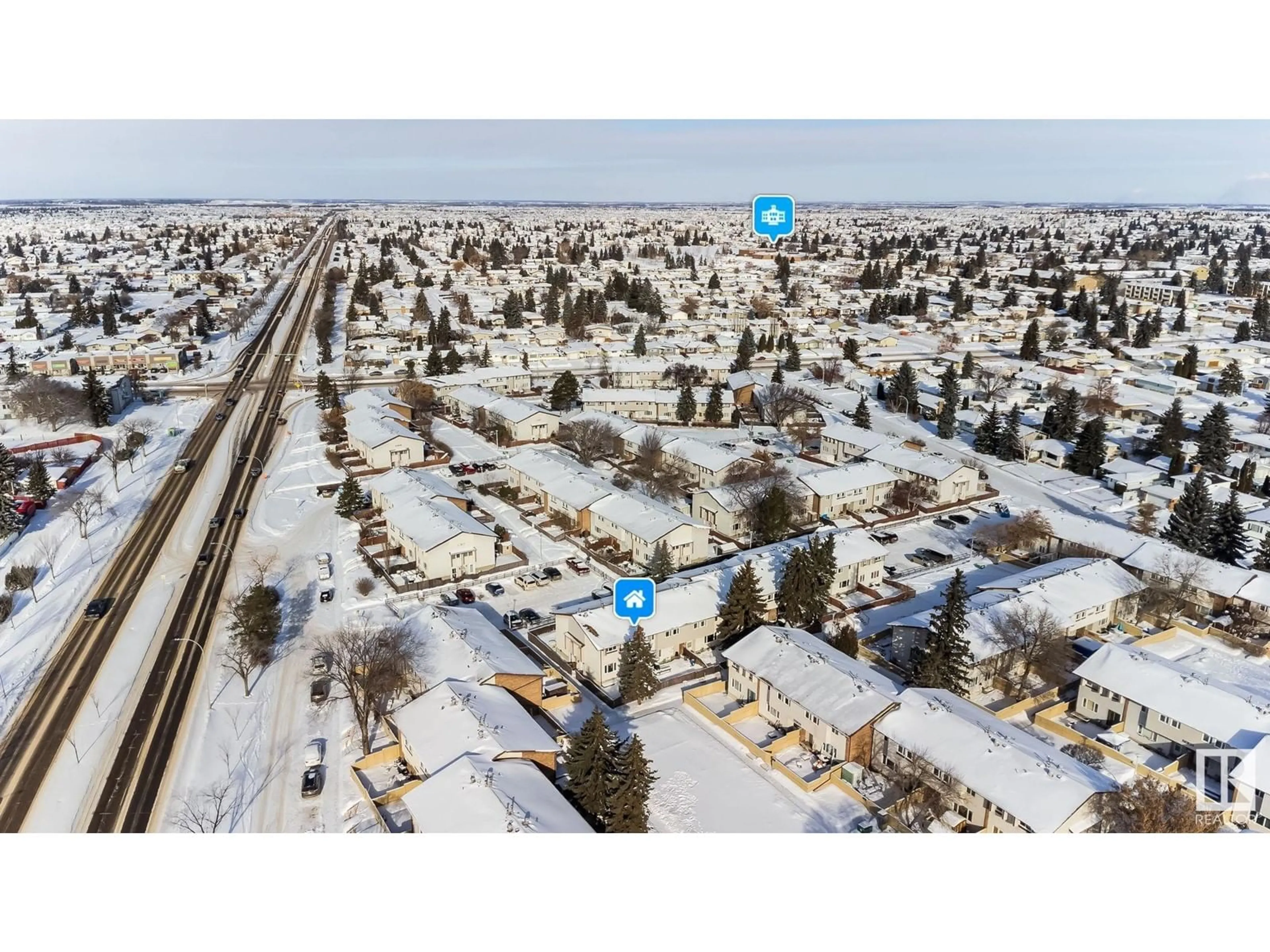 A pic from outside/outdoor area/front of a property/back of a property/a pic from drone, street for #17 14215 82 ST NW, Edmonton Alberta T5E2V7