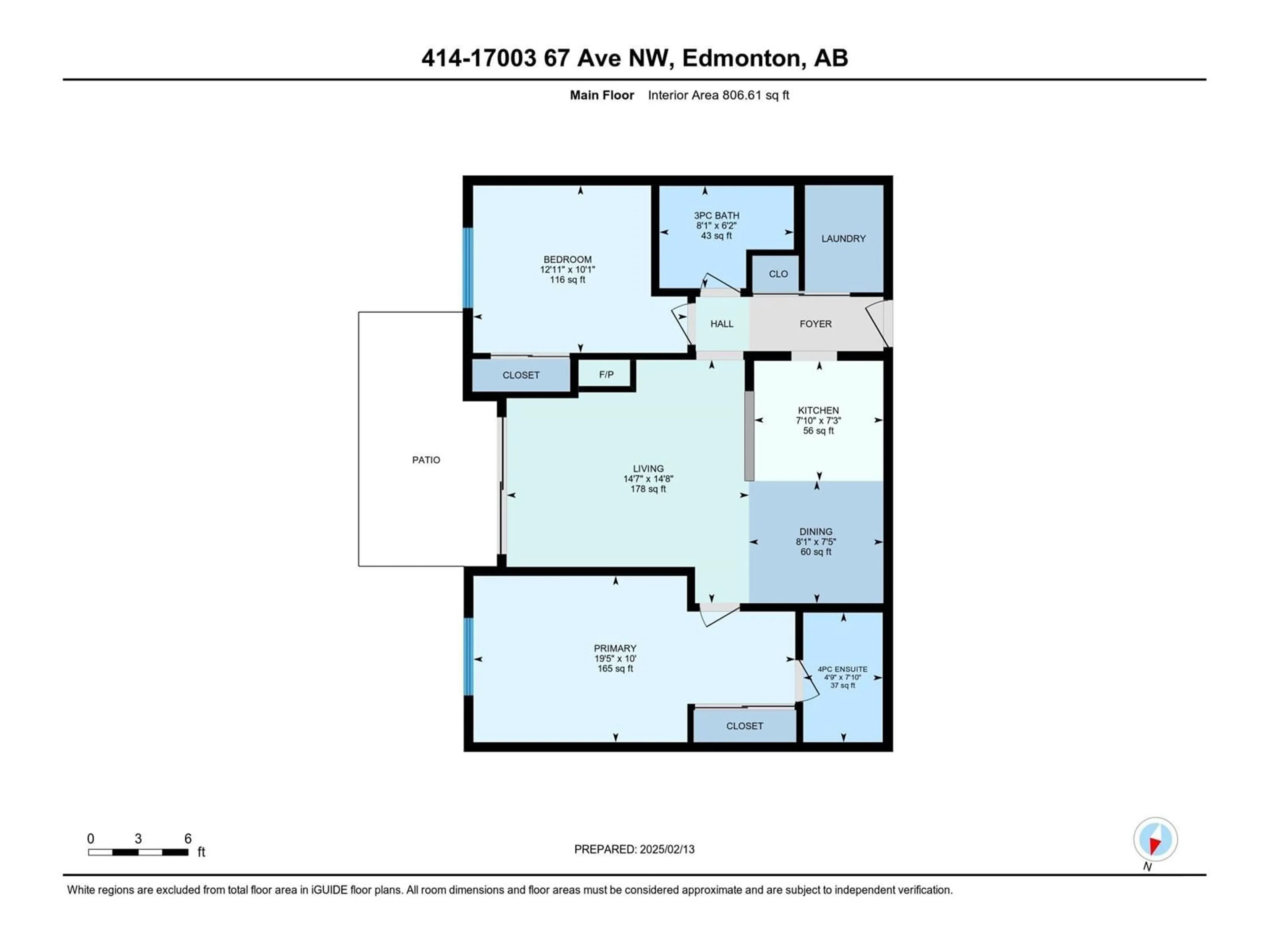 Floor plan for #414 17003 67 AV NW, Edmonton Alberta T5R6Y5