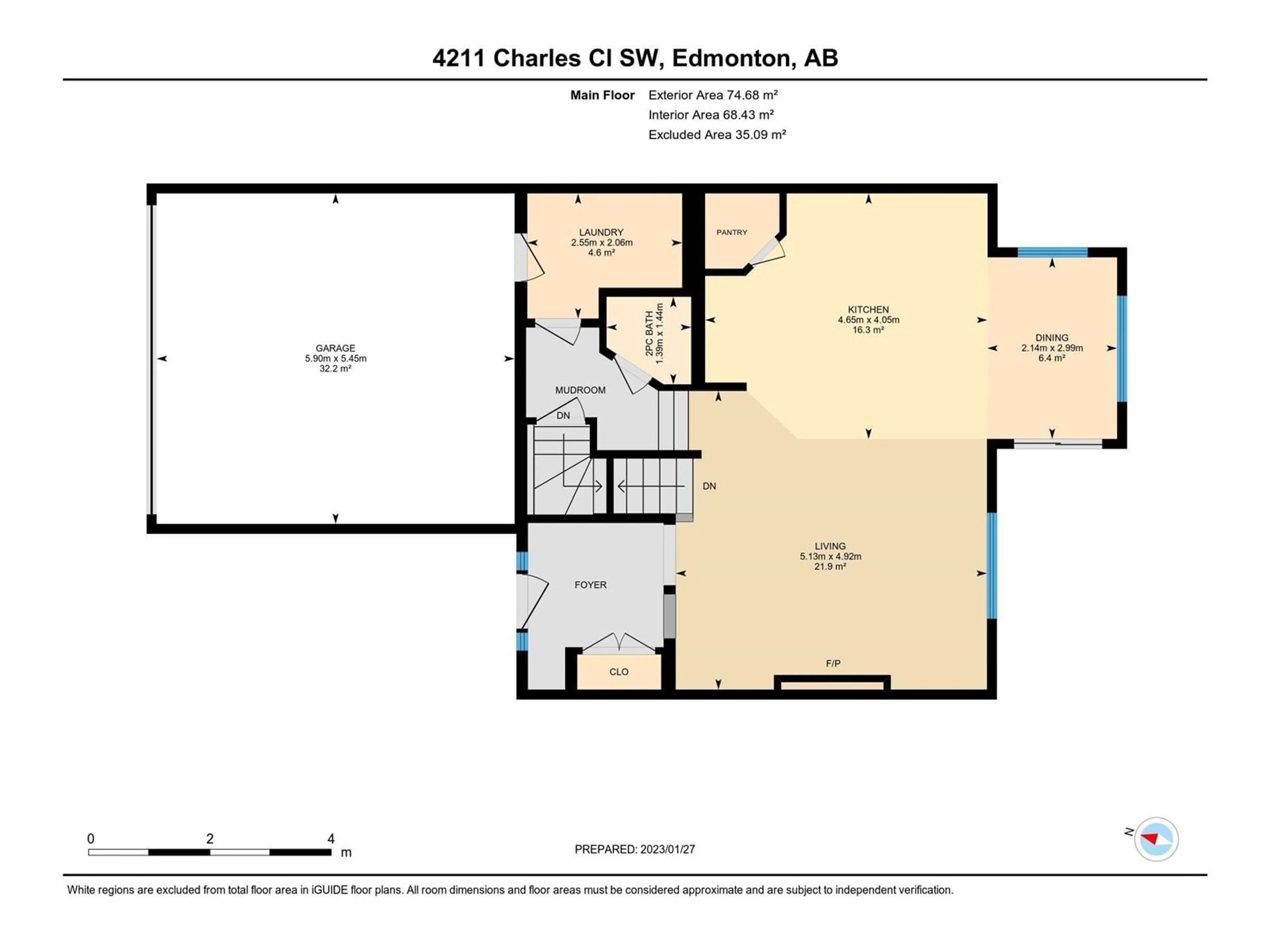 Floor plan for 4211 CHARLES CL SW, Edmonton Alberta T6W0Z5