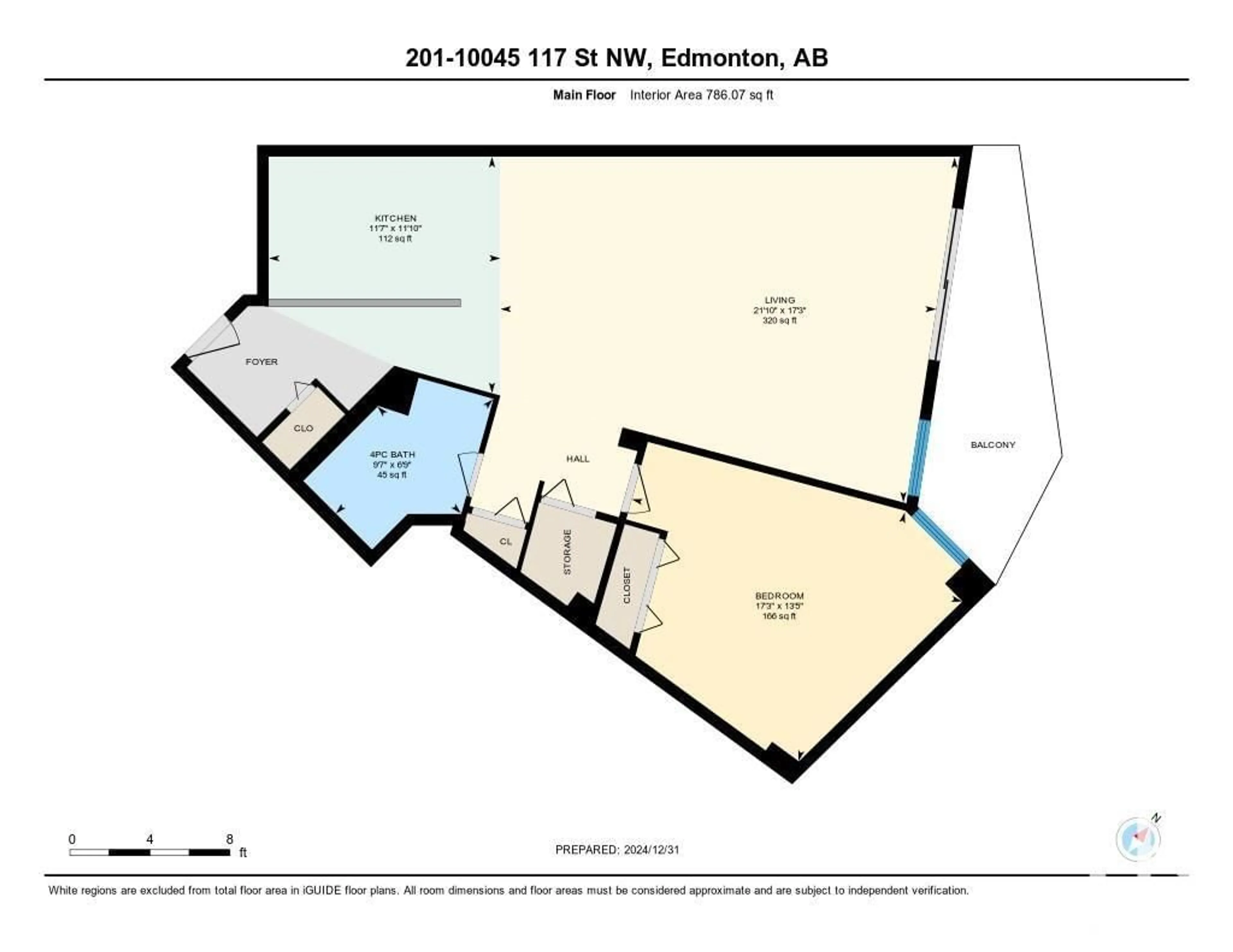 Floor plan for #201 10045 117 ST NW, Edmonton Alberta T5K1W8