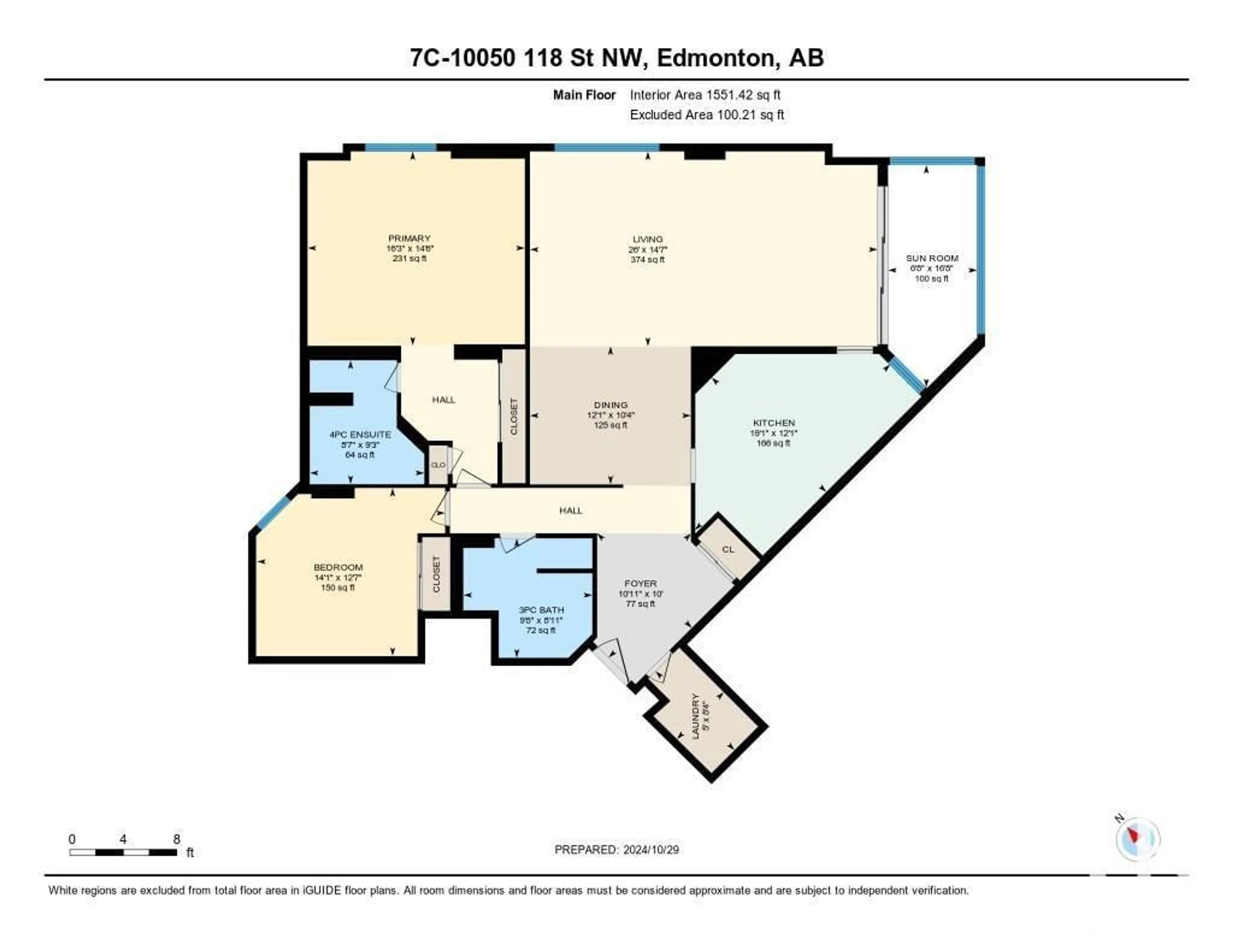 Floor plan for #7C 10050 118 ST NW, Edmonton Alberta T5K2M8