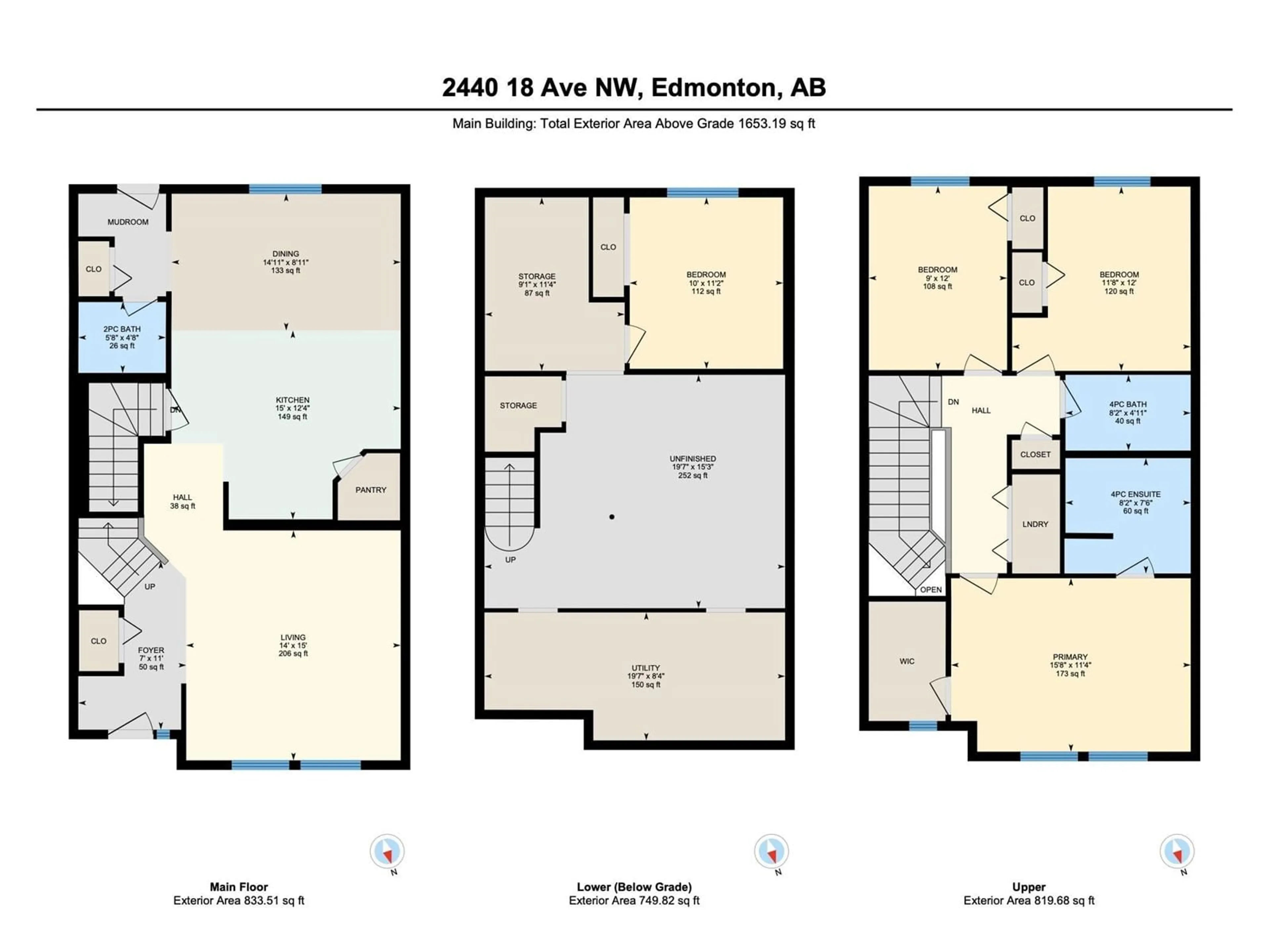 Floor plan for 2440 18 AV NW, Edmonton Alberta T6T2G7