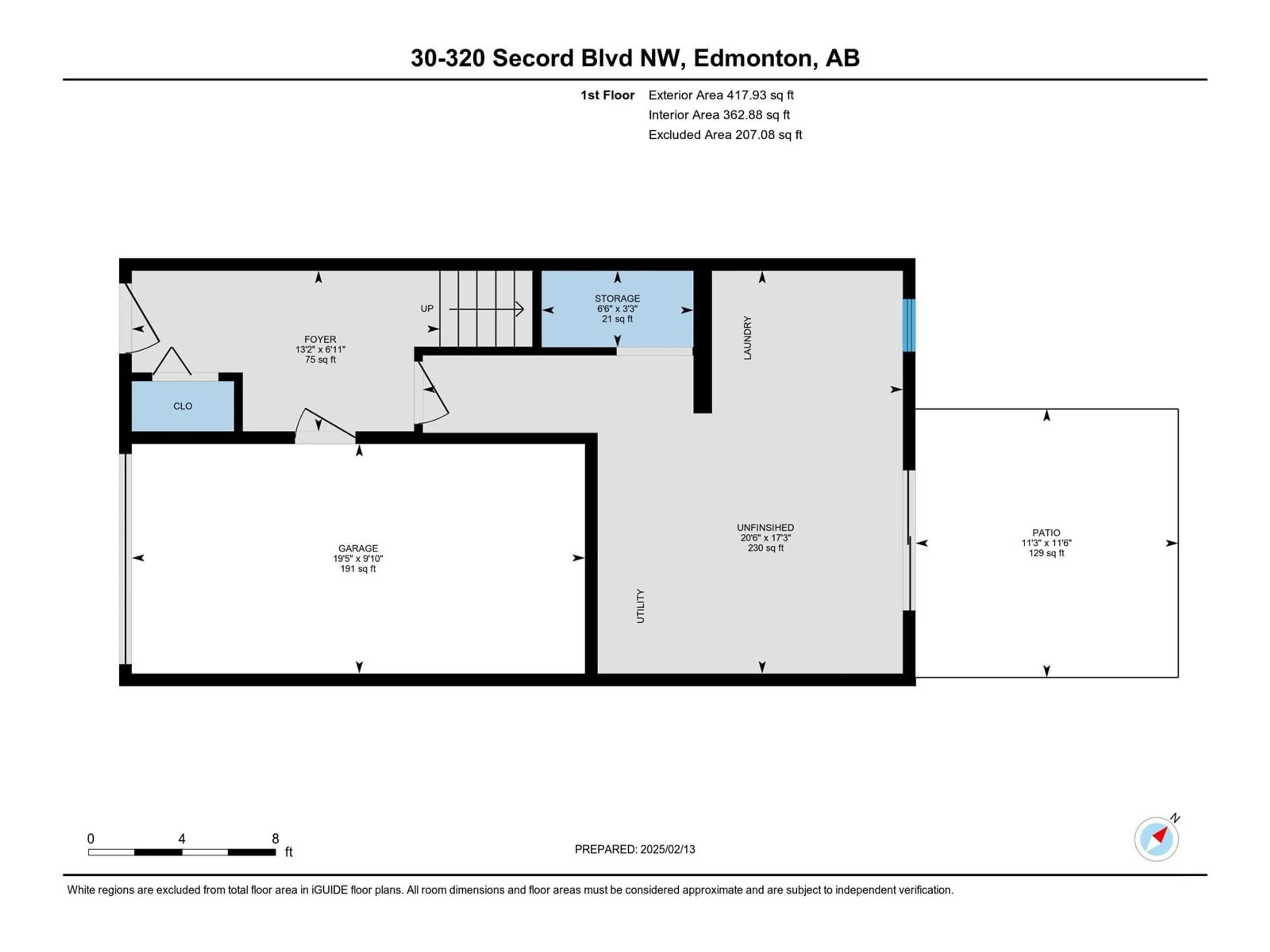 Floor plan for #30 320 SECORD BV NW, Edmonton Alberta T5T7E8