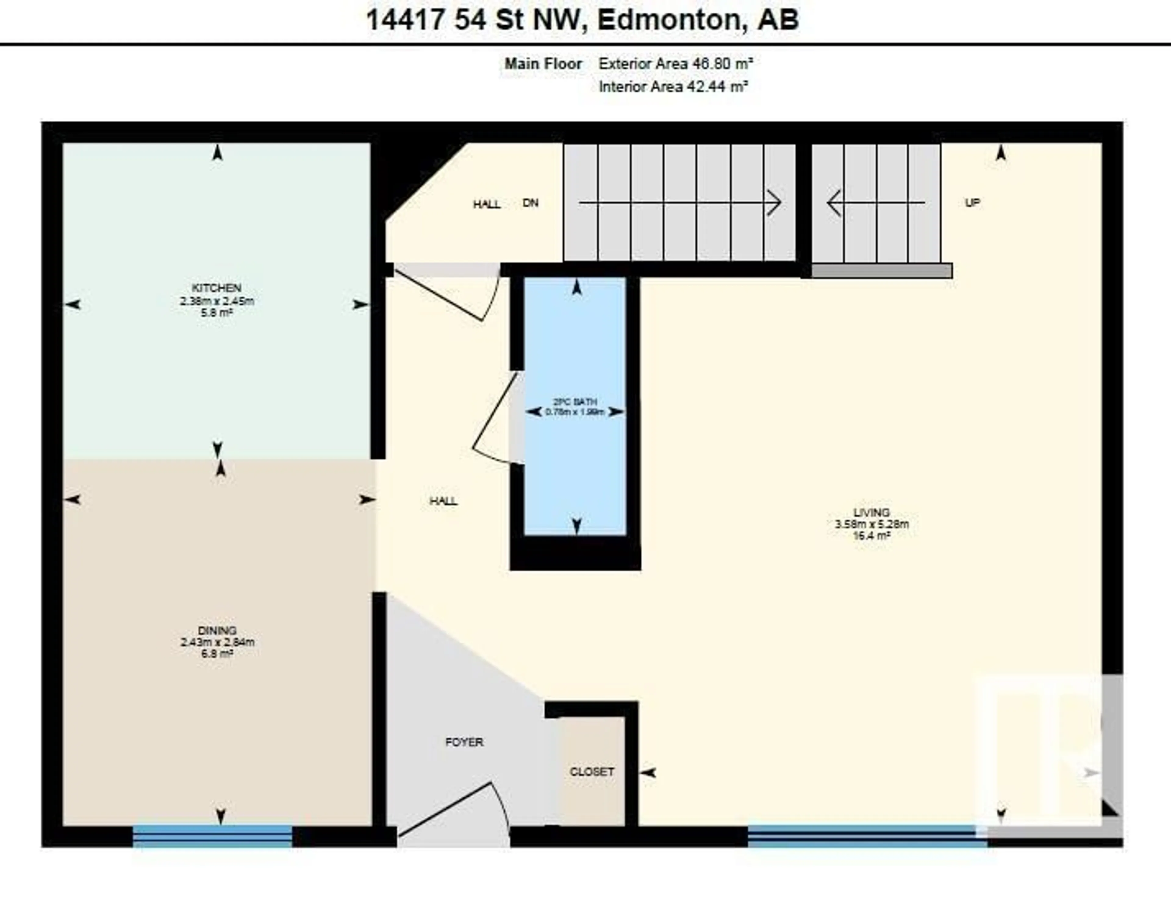 Floor plan for 14417 54 ST NW, Edmonton Alberta T5A3N3