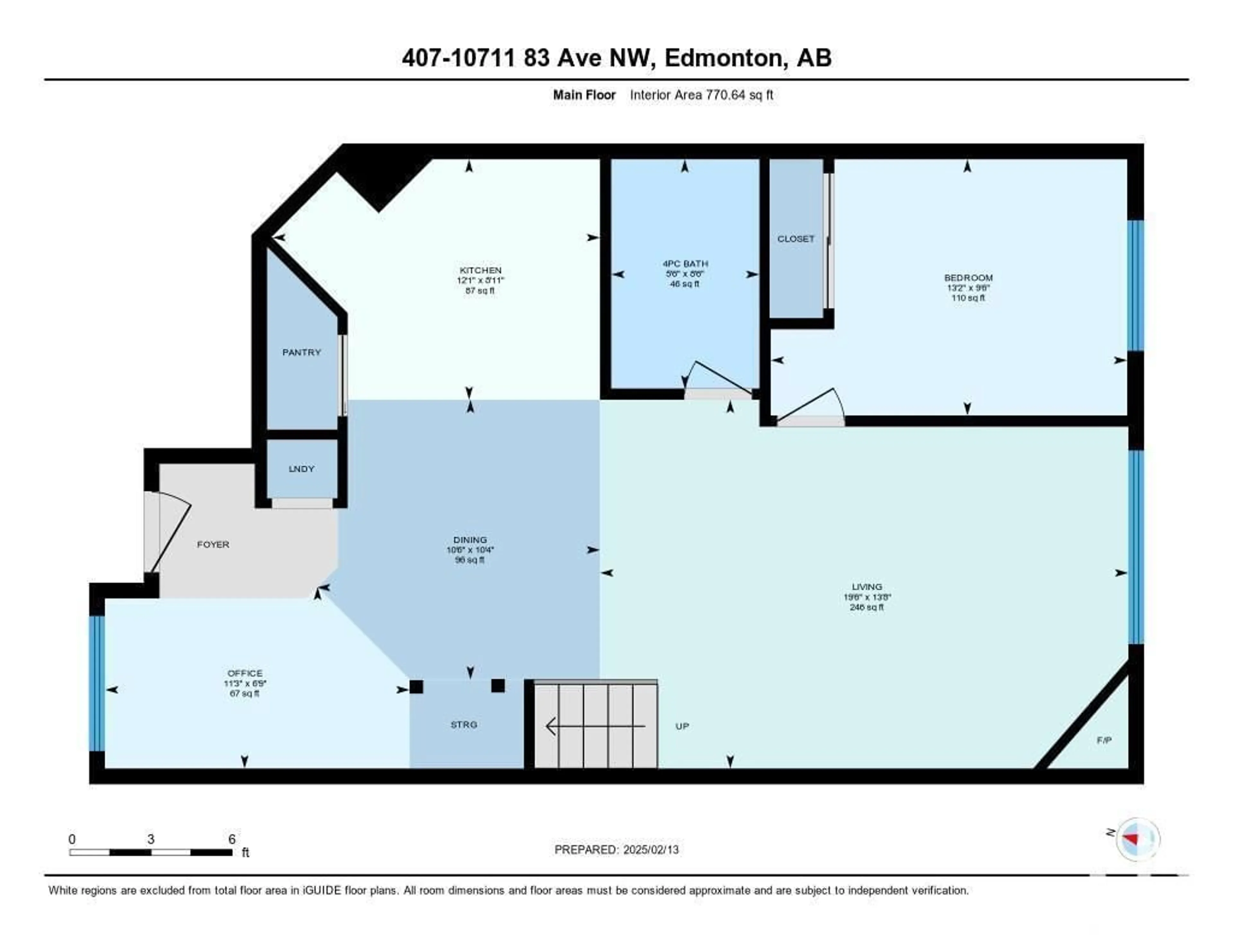 Floor plan for #407 10711 83 AV NW, Edmonton Alberta T6E2E5