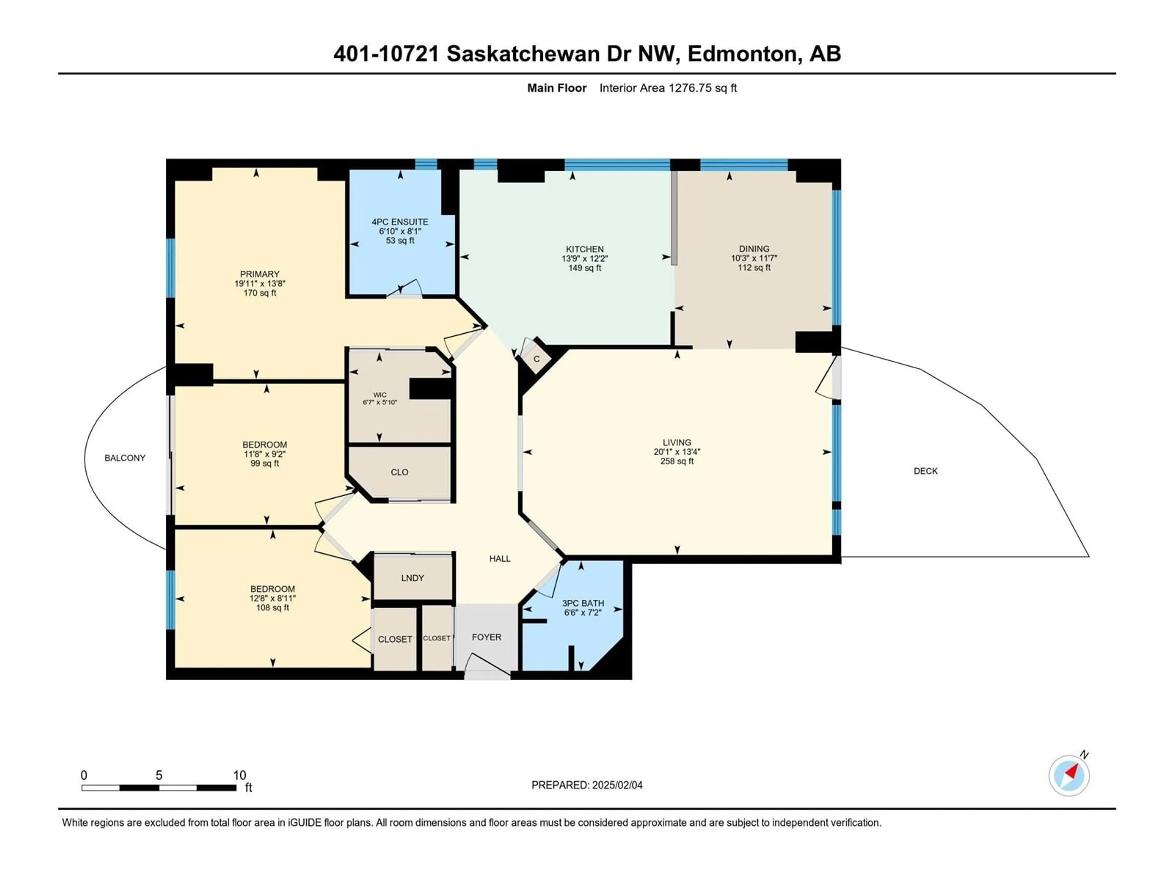 Floor plan for #401 10721 SASKATCHEWAN DR NW, Edmonton Alberta T6E6J5
