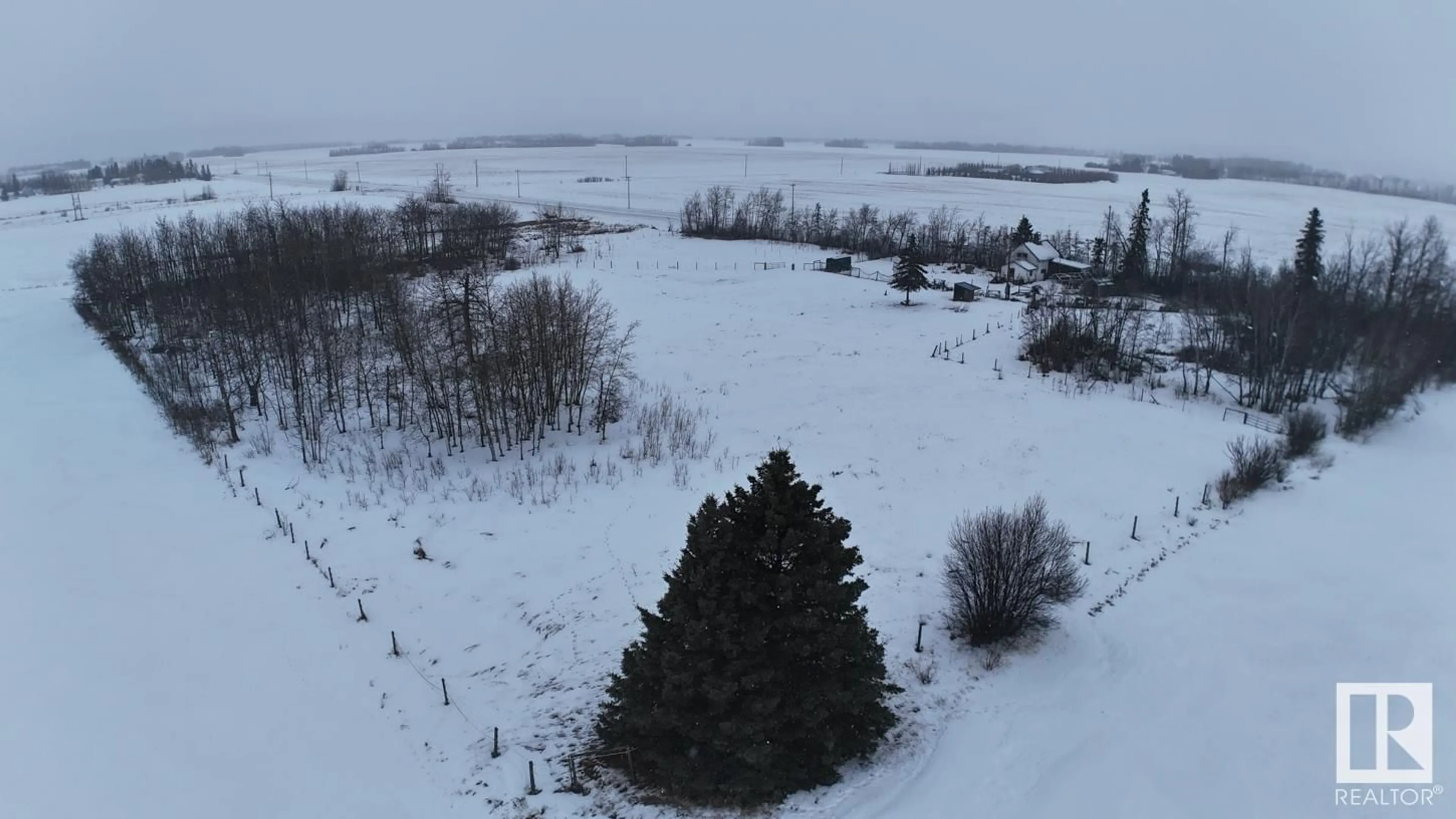 A pic from outside/outdoor area/front of a property/back of a property/a pic from drone, forest/trees view for 26027 SH 651, Rural Sturgeon County Alberta T0G0B1