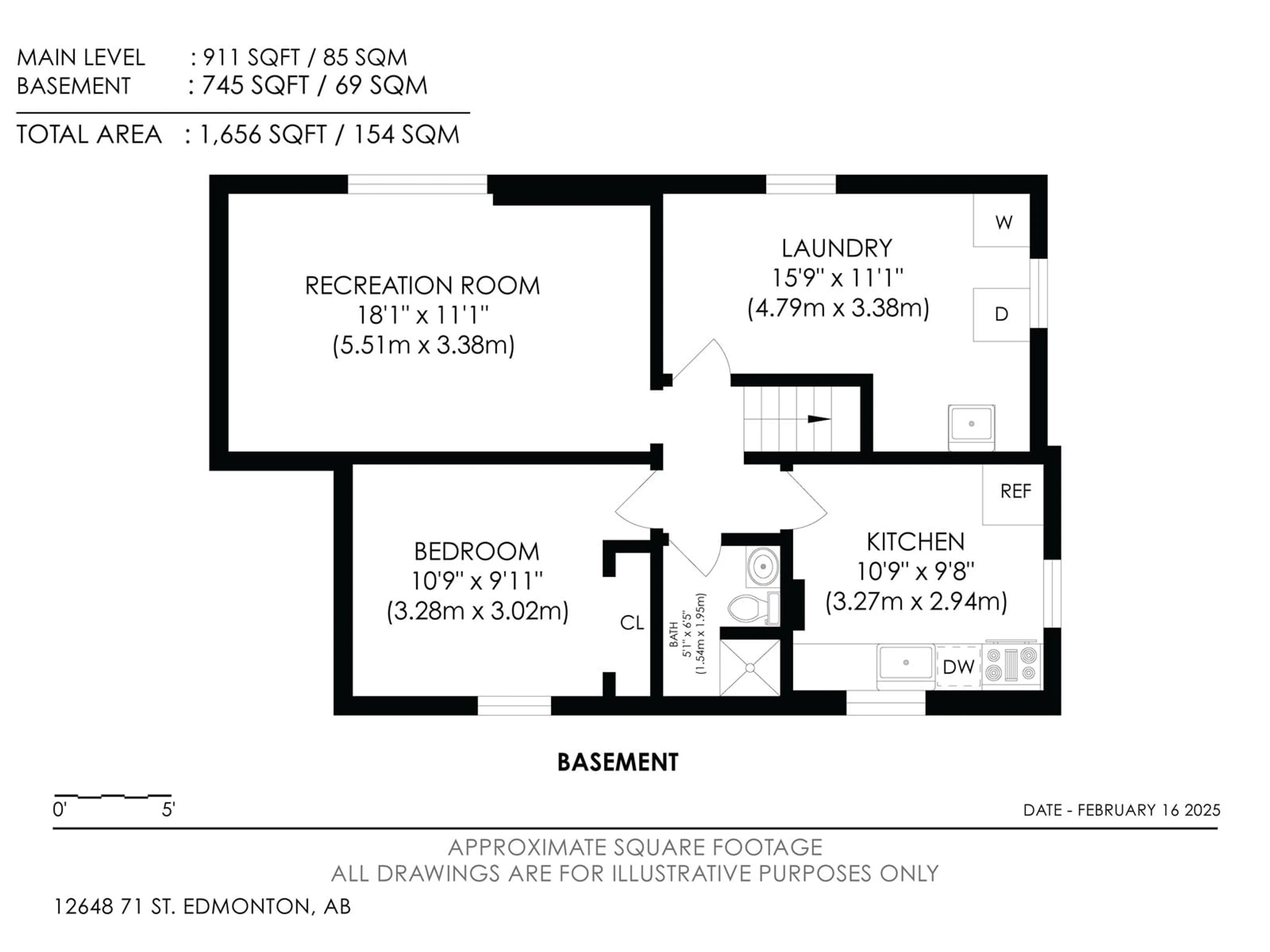 Floor plan for 12648 71 ST NW, Edmonton Alberta T5C0L9