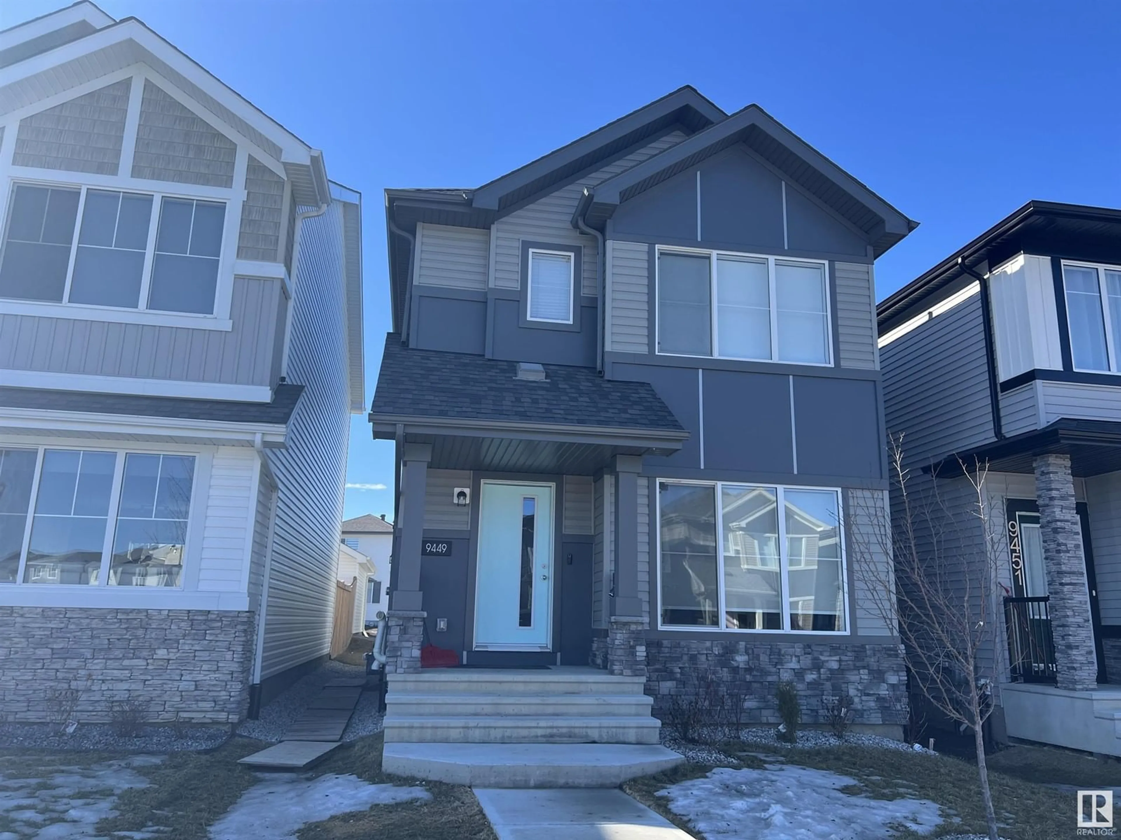 Home with vinyl exterior material, street for 9449 COLAK LN, Edmonton Alberta T6W5G7