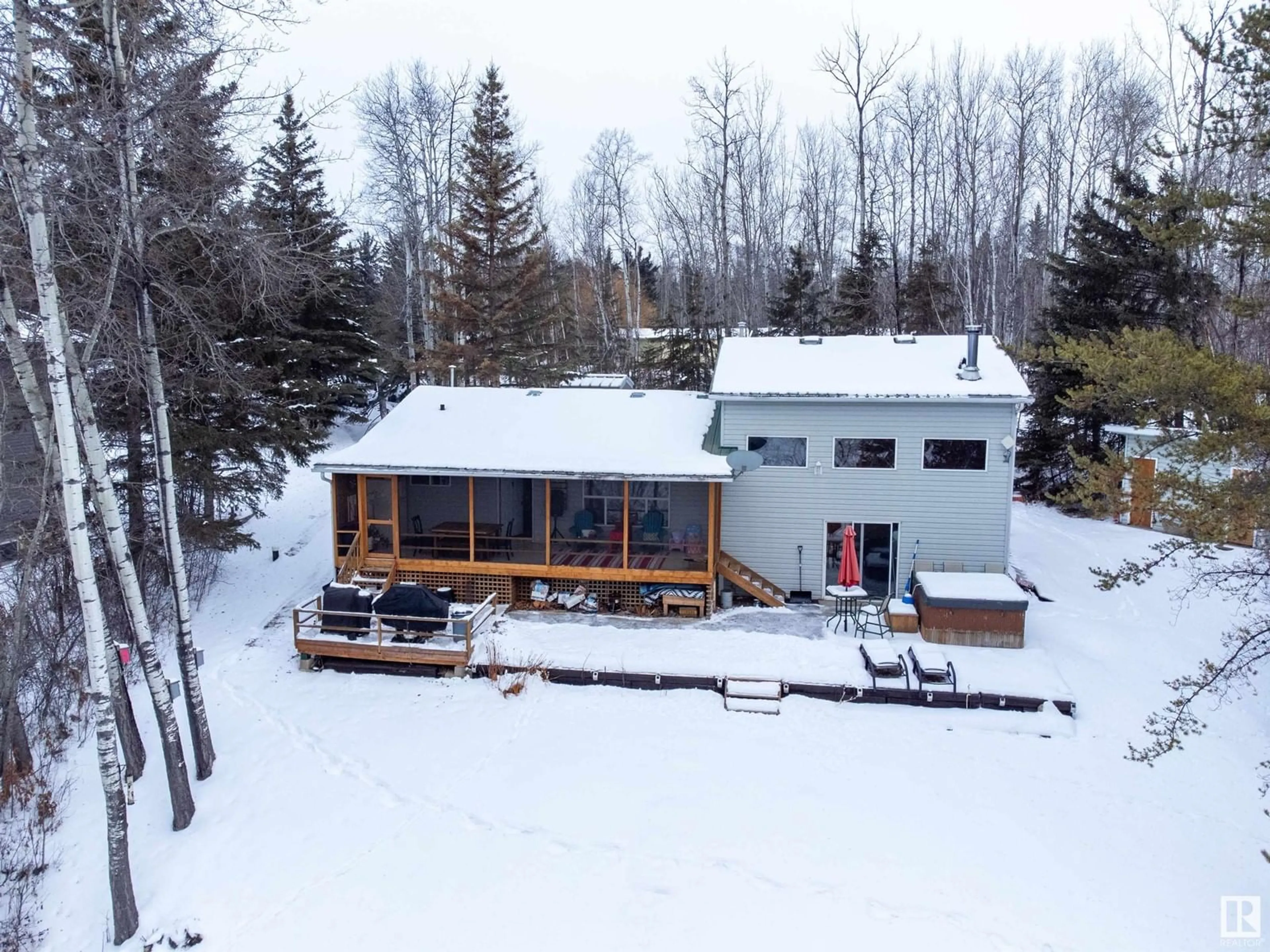 A pic from outside/outdoor area/front of a property/back of a property/a pic from drone, building for 250 Lenard DR, Rural Athabasca County Alberta T0A0M0