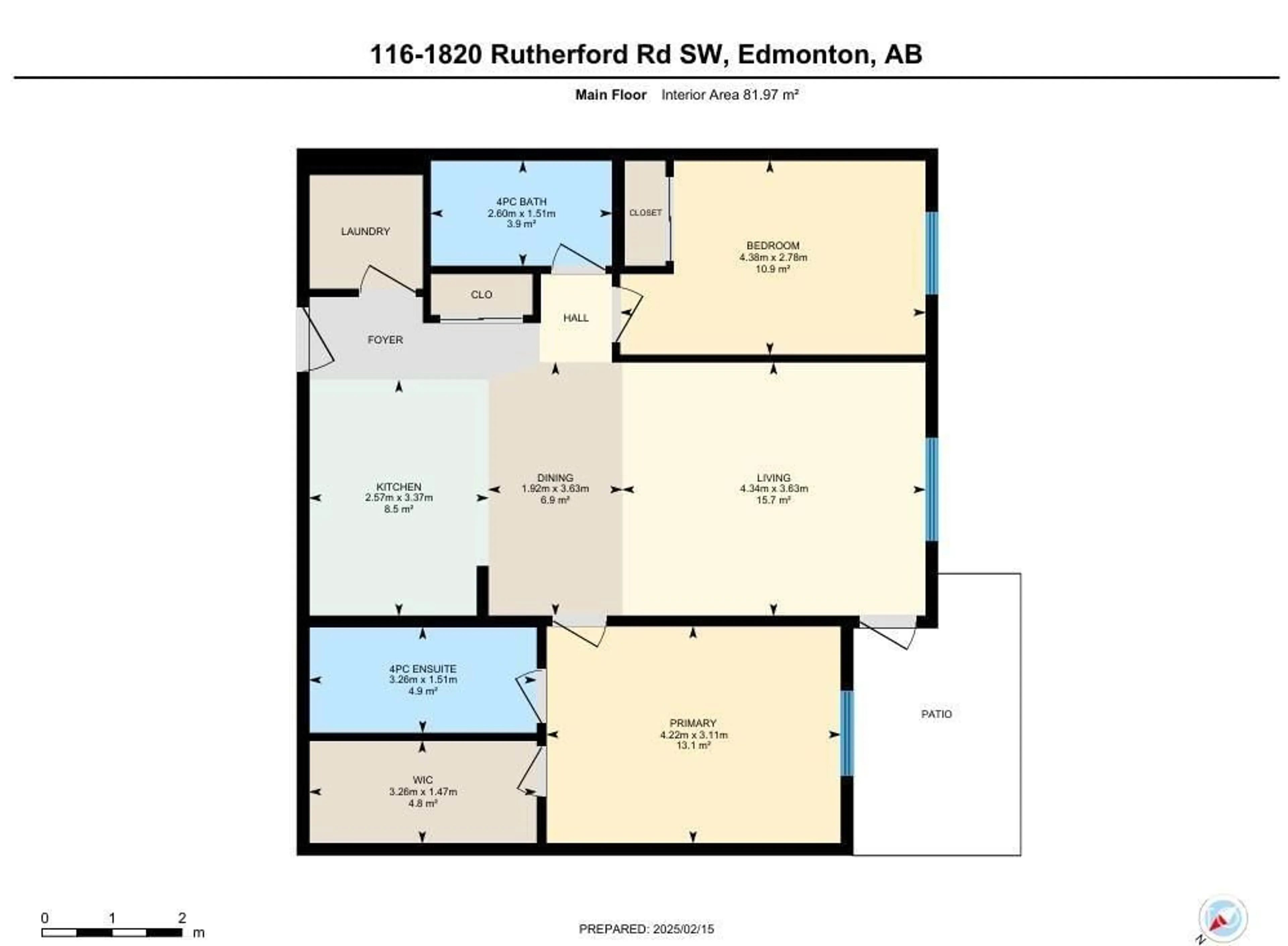 Floor plan for #116 1820 RUTHERFORD RD SW, Edmonton Alberta T6W2K6