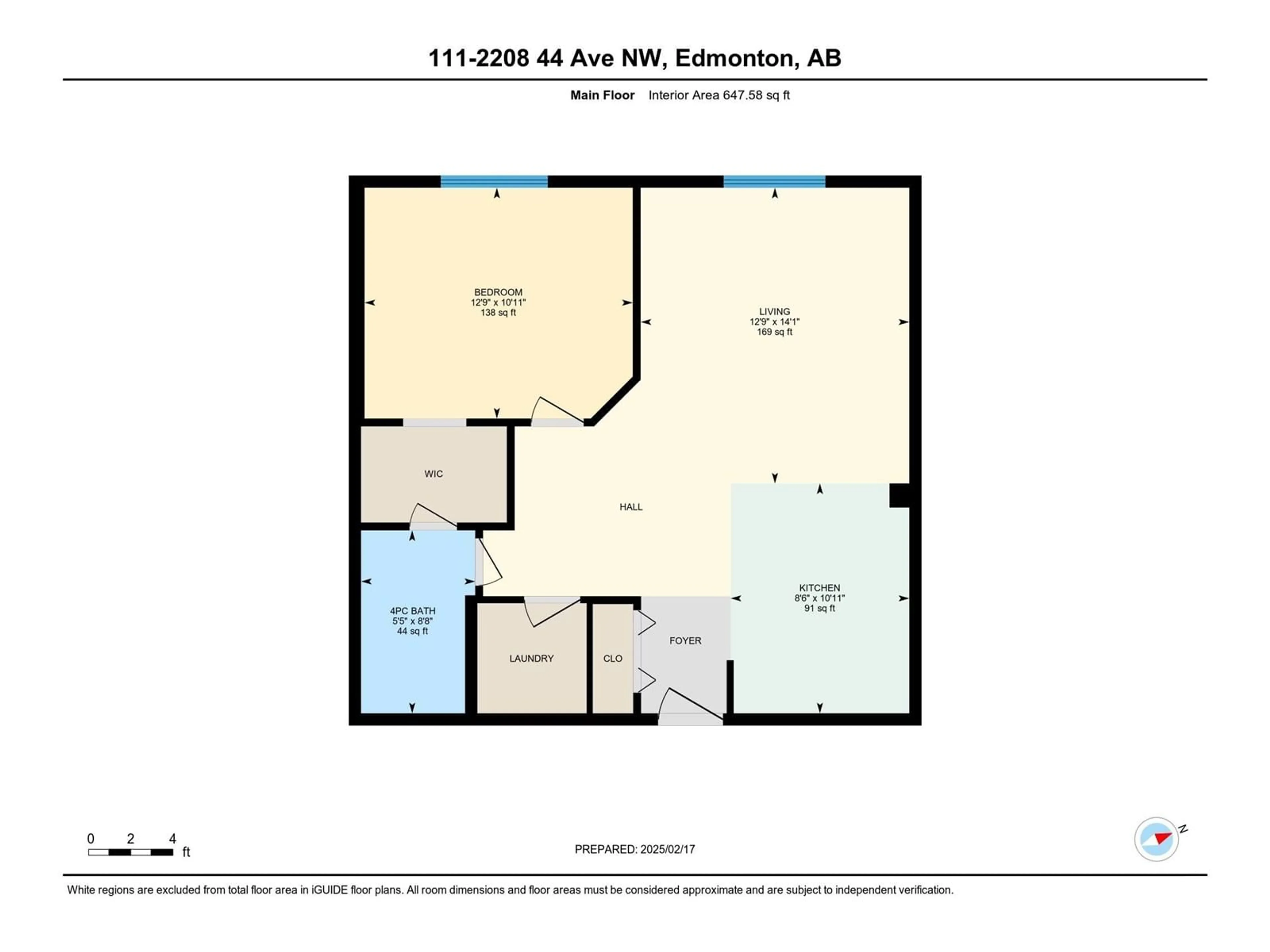 Floor plan for #111 2208 44 AV NW, Edmonton Alberta T6T0G6