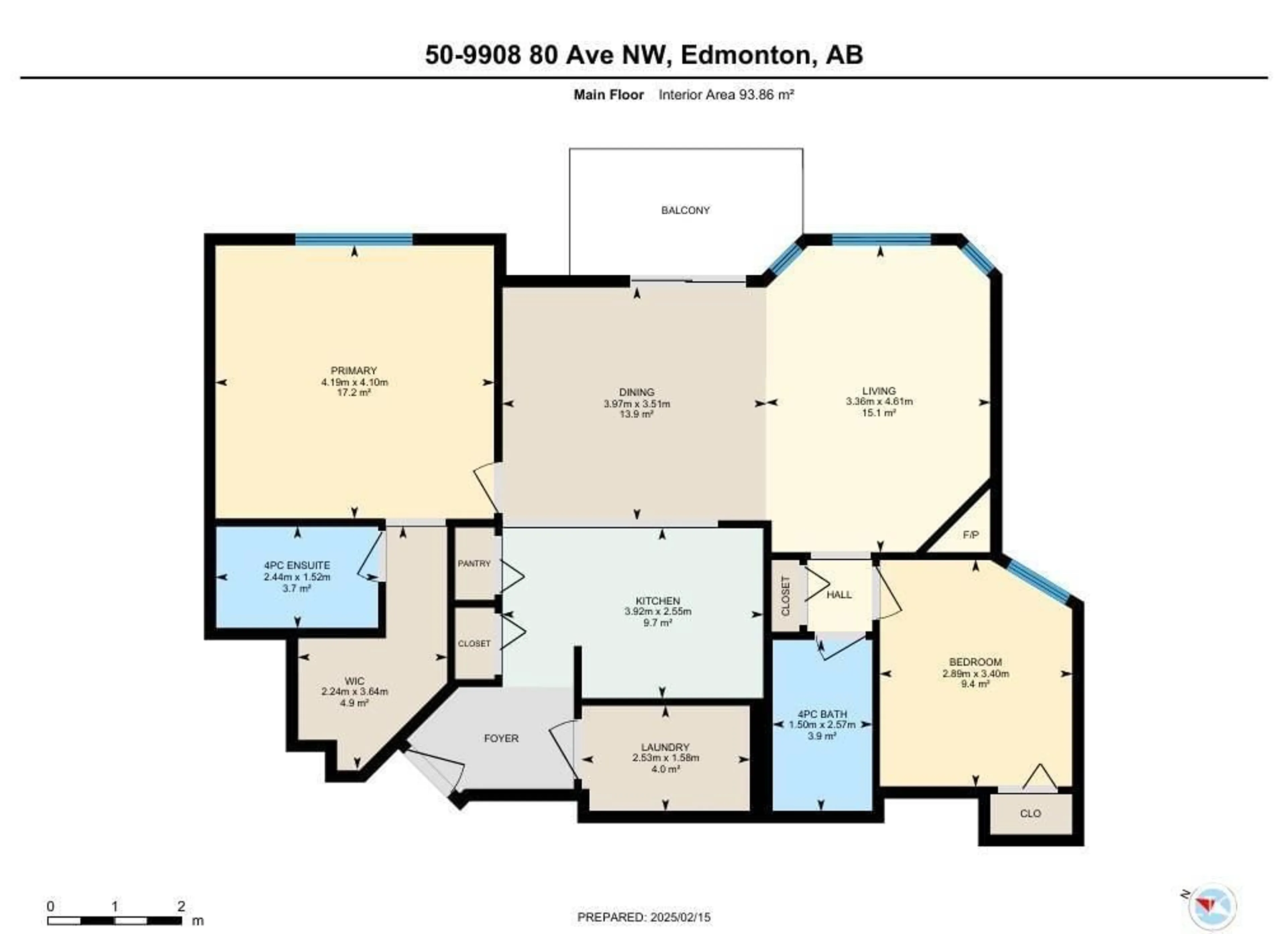 Floor plan for #50 9908 80 AV NW, Edmonton Alberta T6E6L7