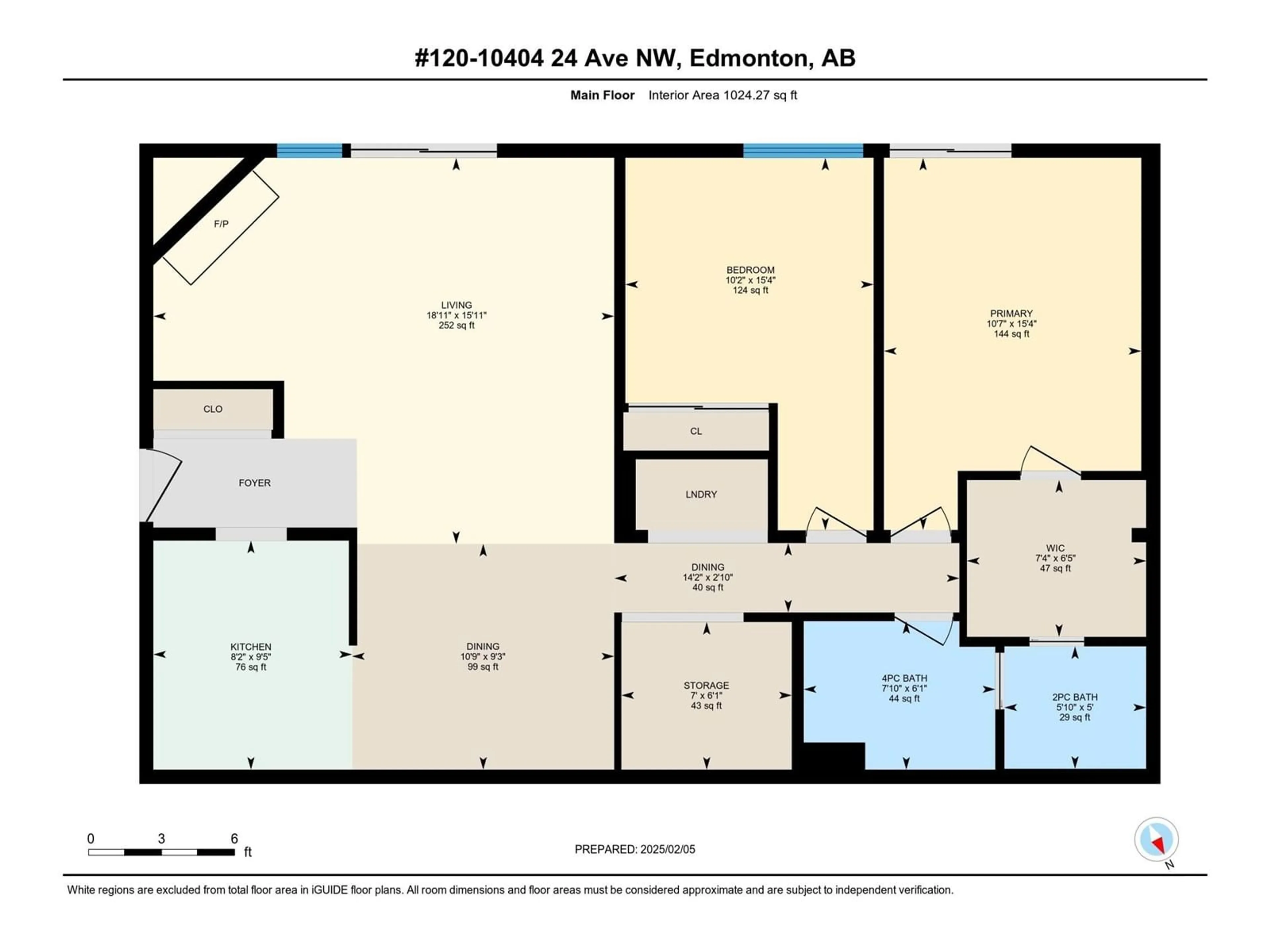 Floor plan for #120 10404 24 AV NW, Edmonton Alberta T6J4J7