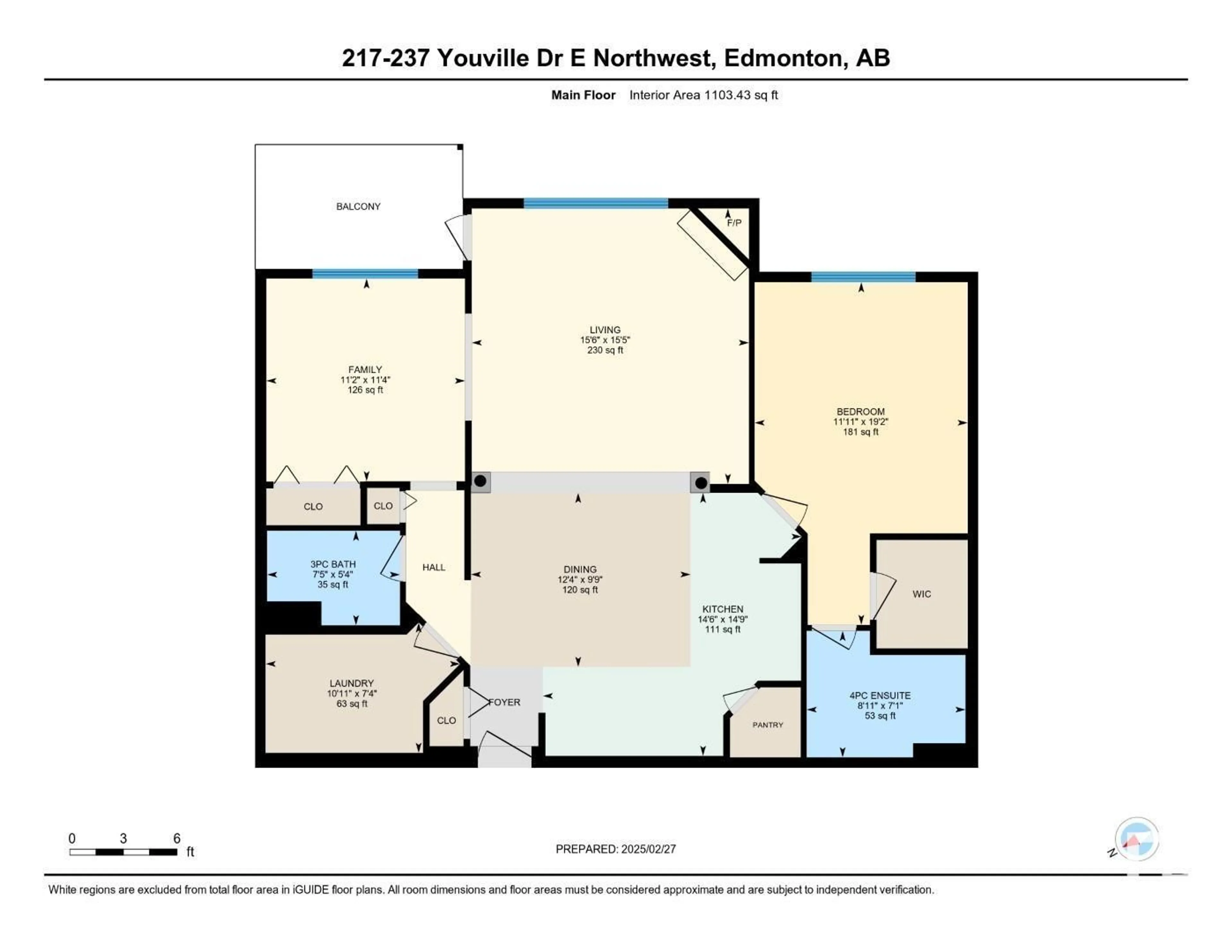 Floor plan for #217 237 YOUVILLE E NW, Edmonton Alberta T6L7G2