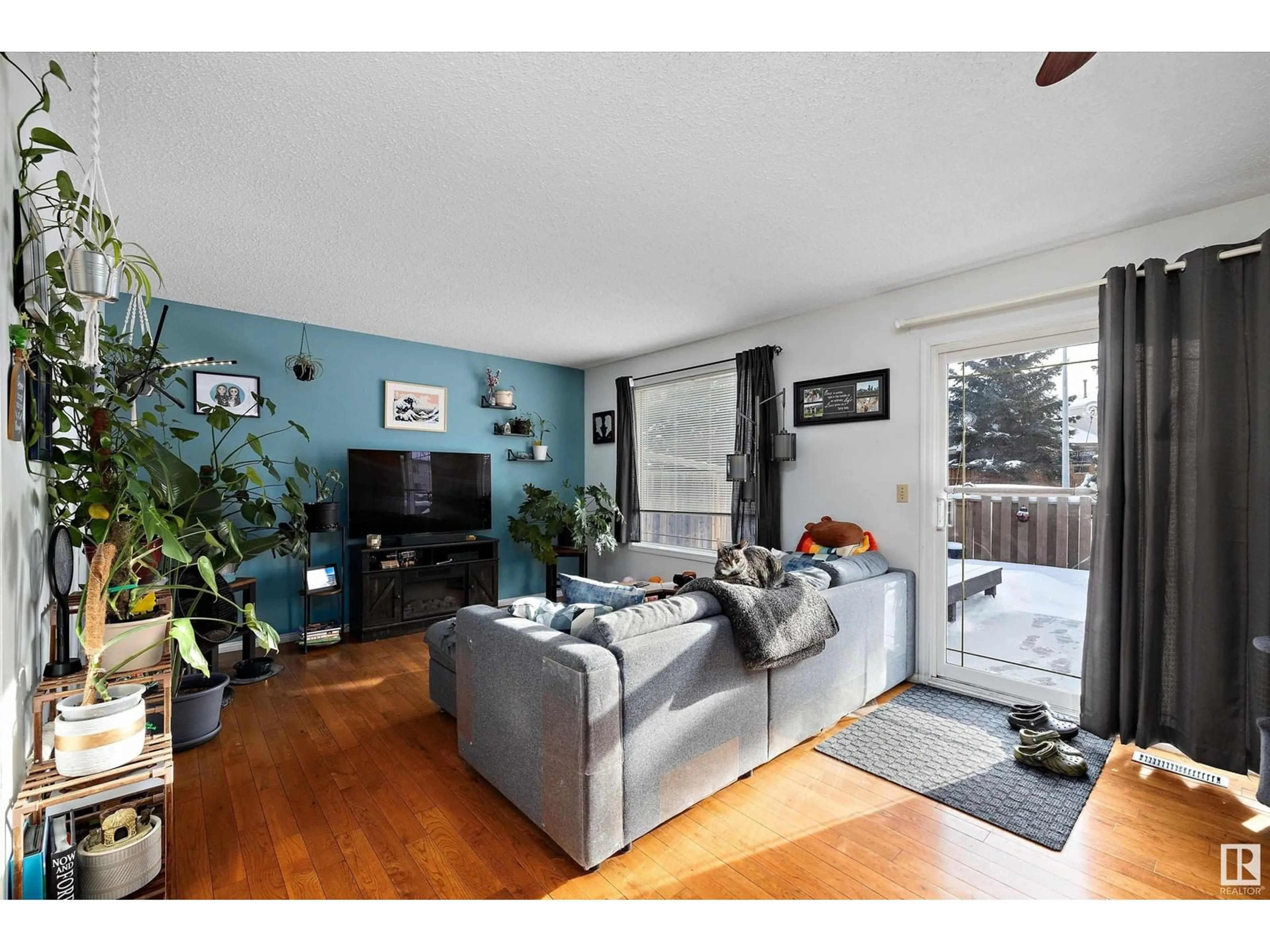 Living room with furniture, wood/laminate floor for 5515 93A AV NW, Edmonton Alberta T6B2K5