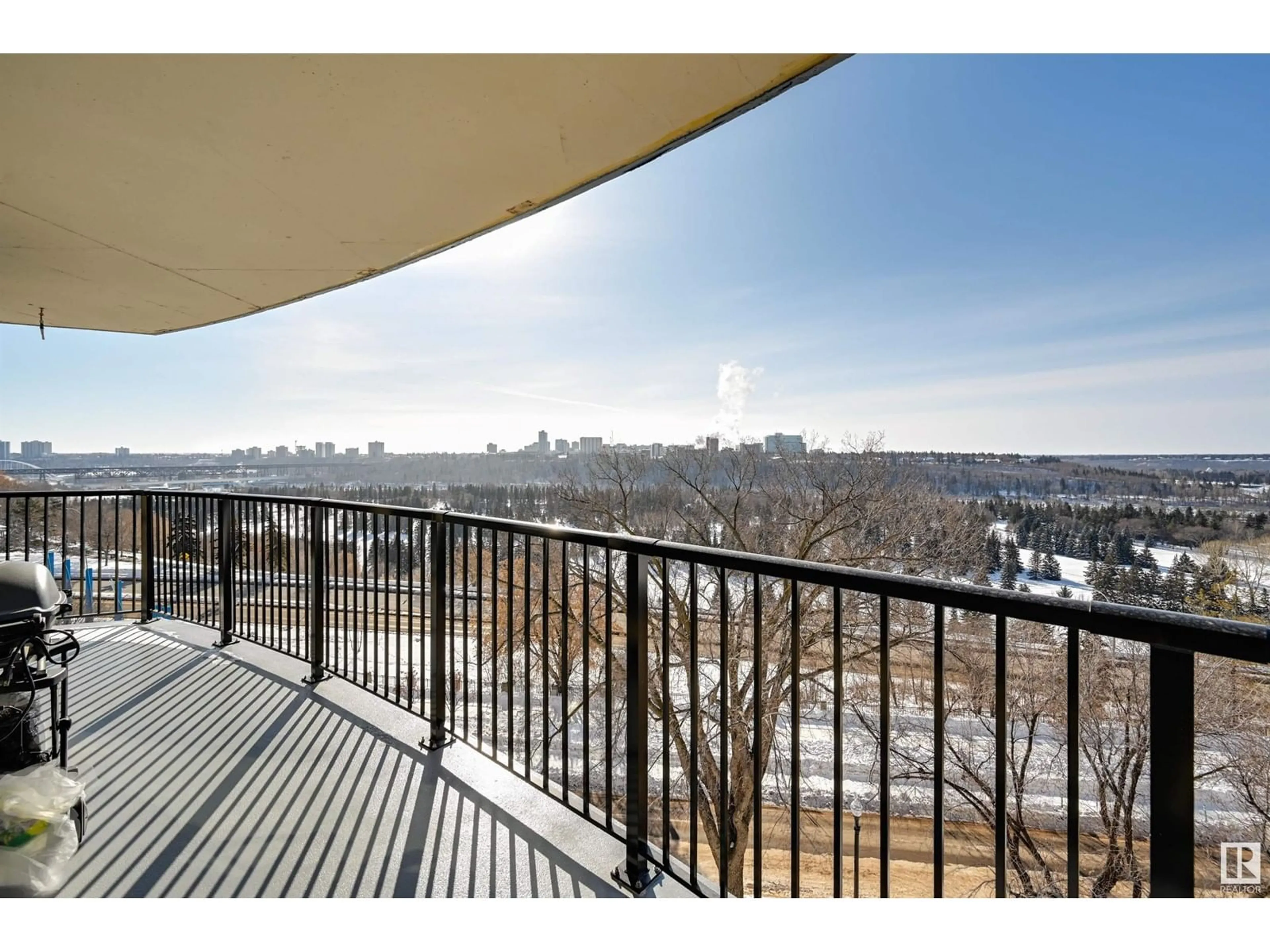 Balcony in the apartment, water/lake/river/ocean view for #703 11710 100 AV NW, Edmonton Alberta T5K2G3