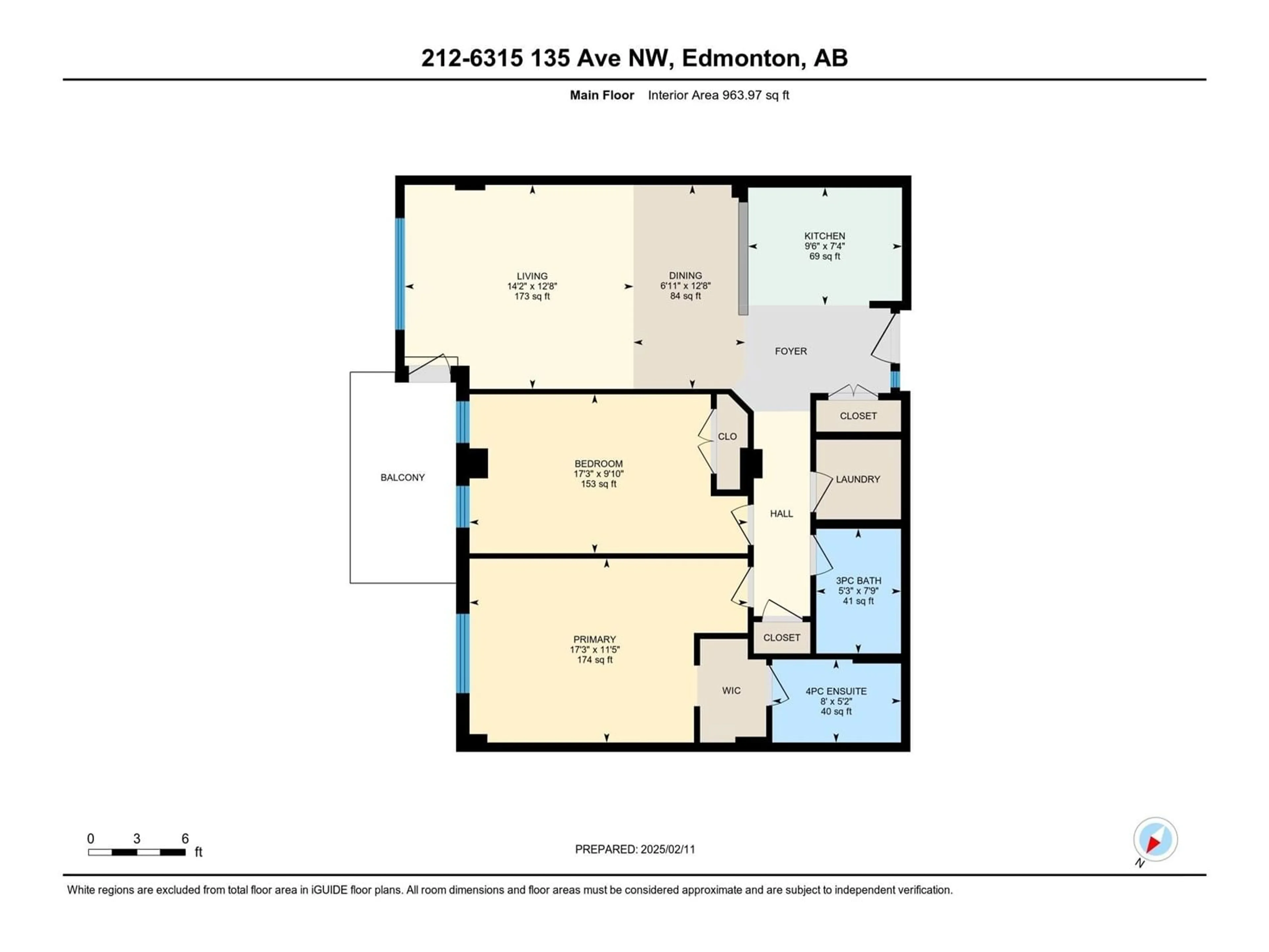 Floor plan for #212 6315 135 AV NW, Edmonton Alberta T5A5J7