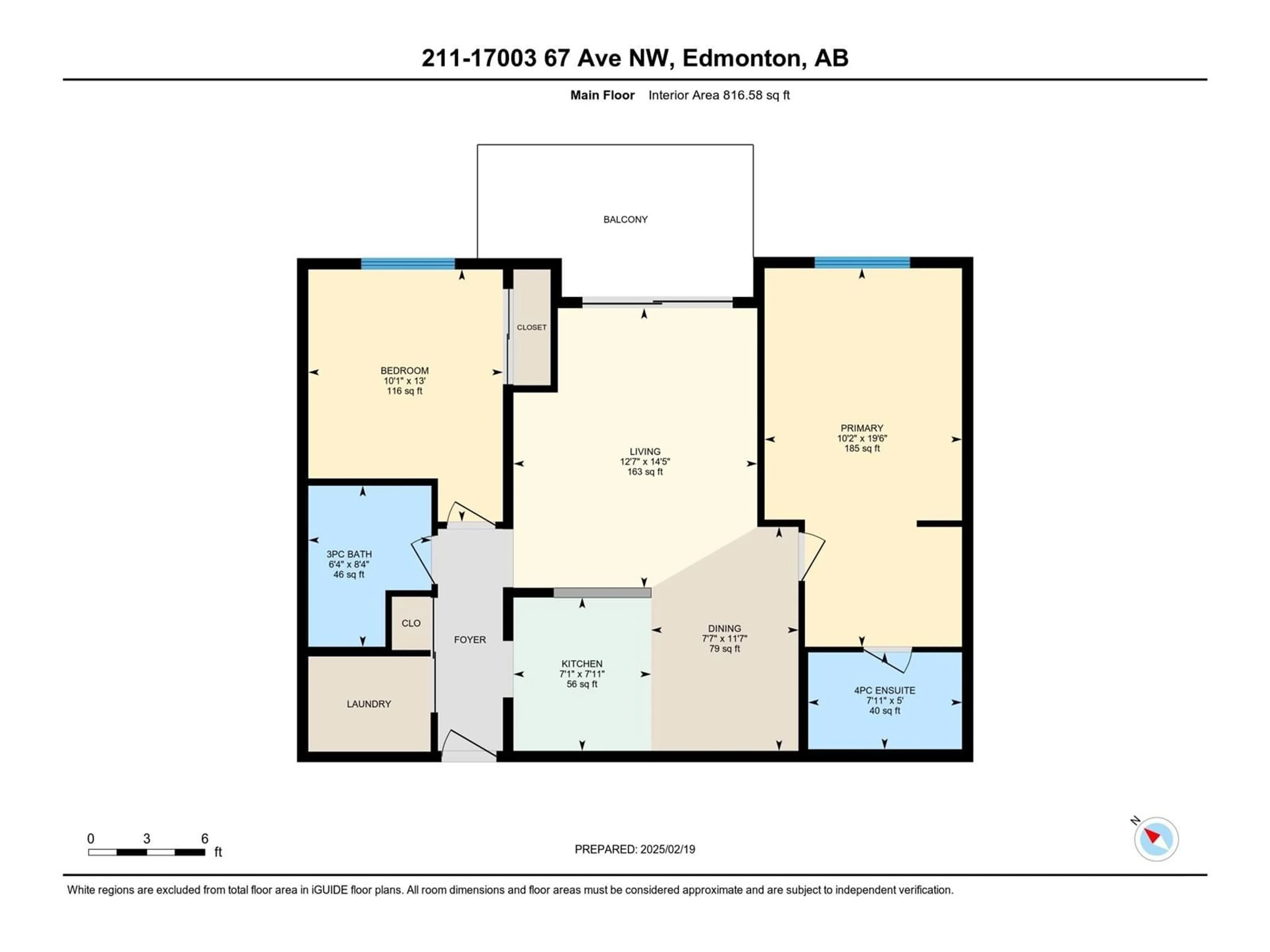 Floor plan for #211 17003 67 AV NW, Edmonton Alberta T5T6Y5