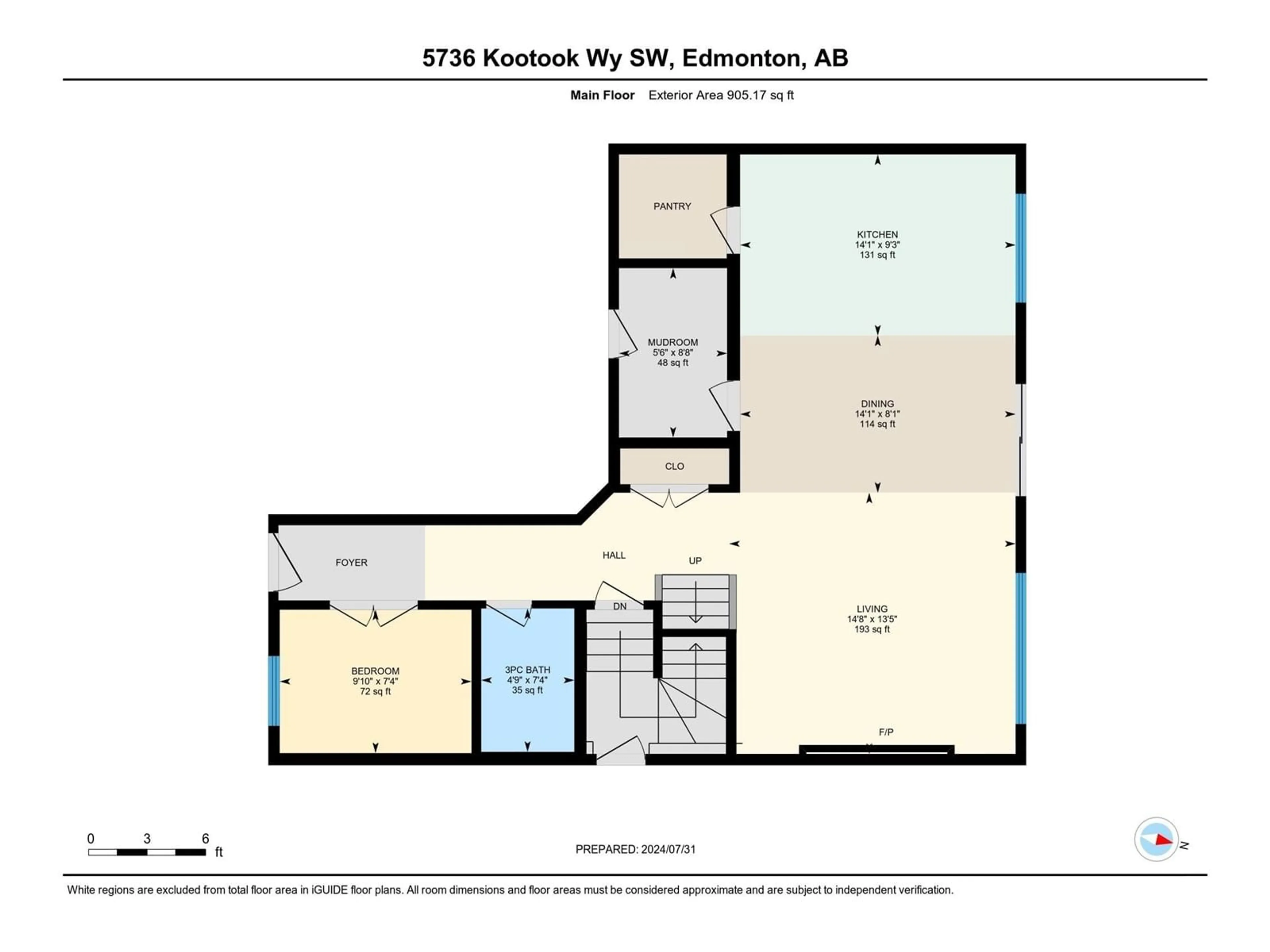 Floor plan for 5736 Kootook Way SW, Edmonton Alberta T6W4V9