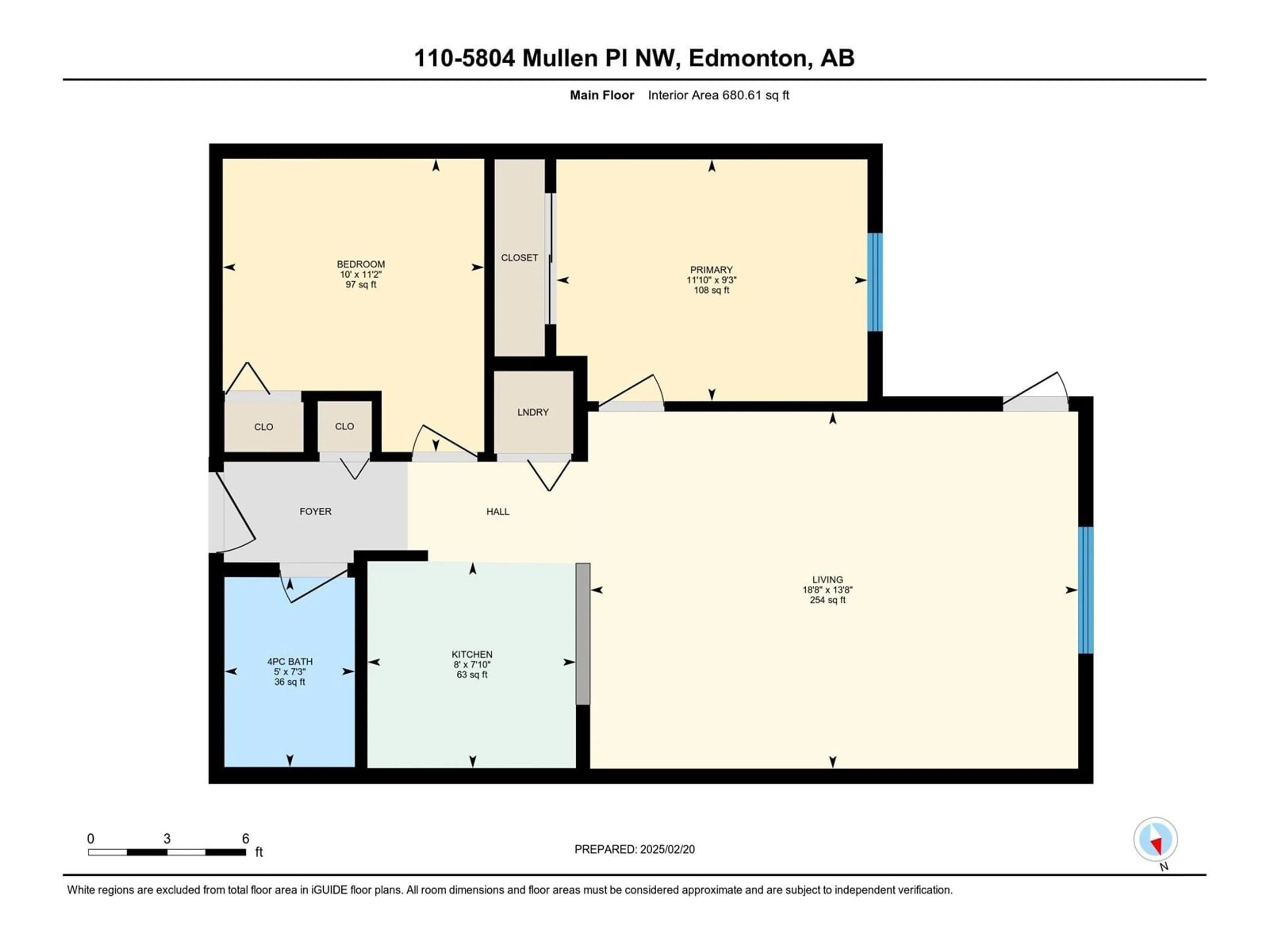 Floor plan for #110 5804 MULLEN PL NW, Edmonton Alberta T6R0W3