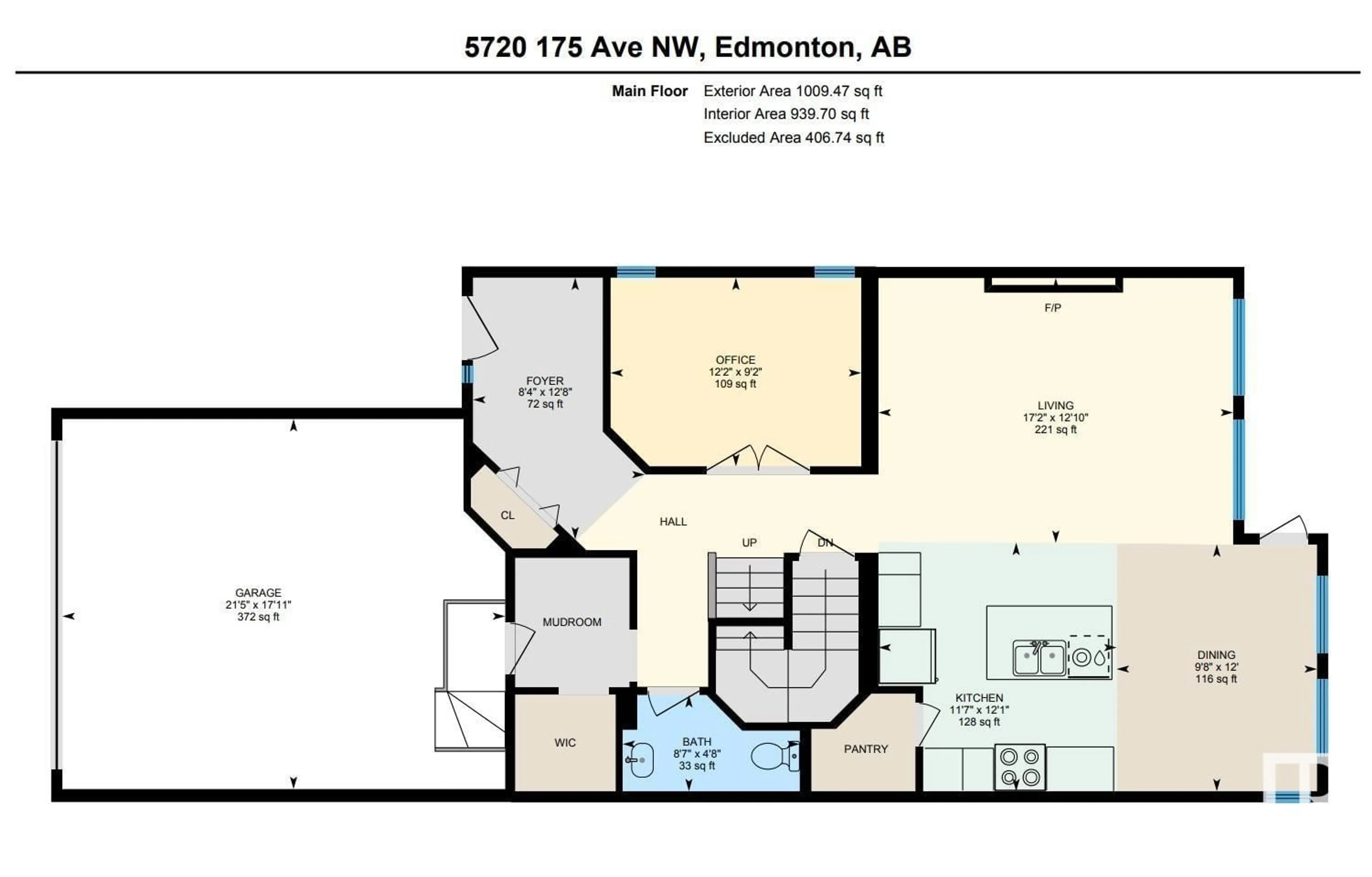 Floor plan for 5720 175 AV NW, Edmonton Alberta T5Y0T5