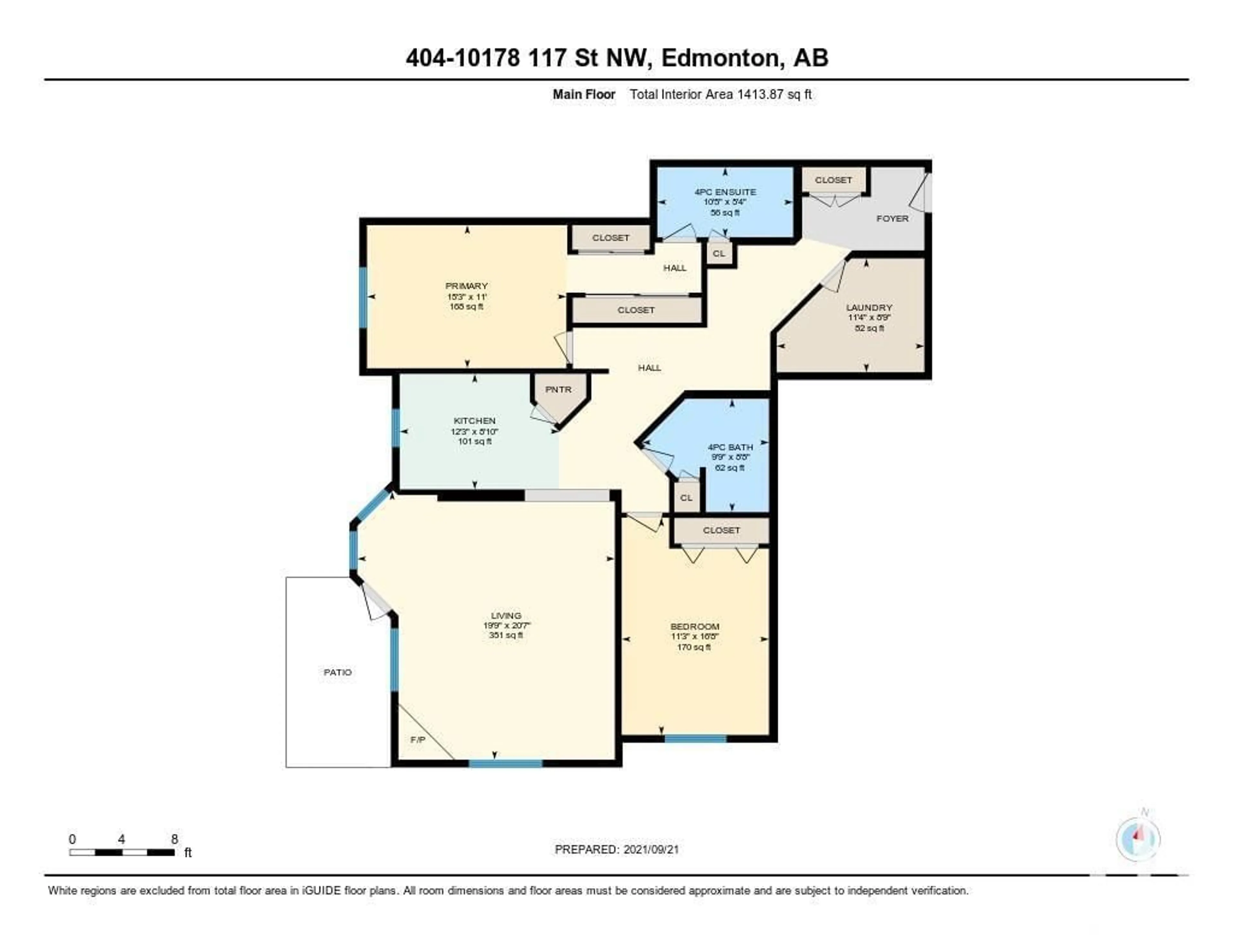 Floor plan for #404 10178 117 ST NW, Edmonton Alberta T5K2X9