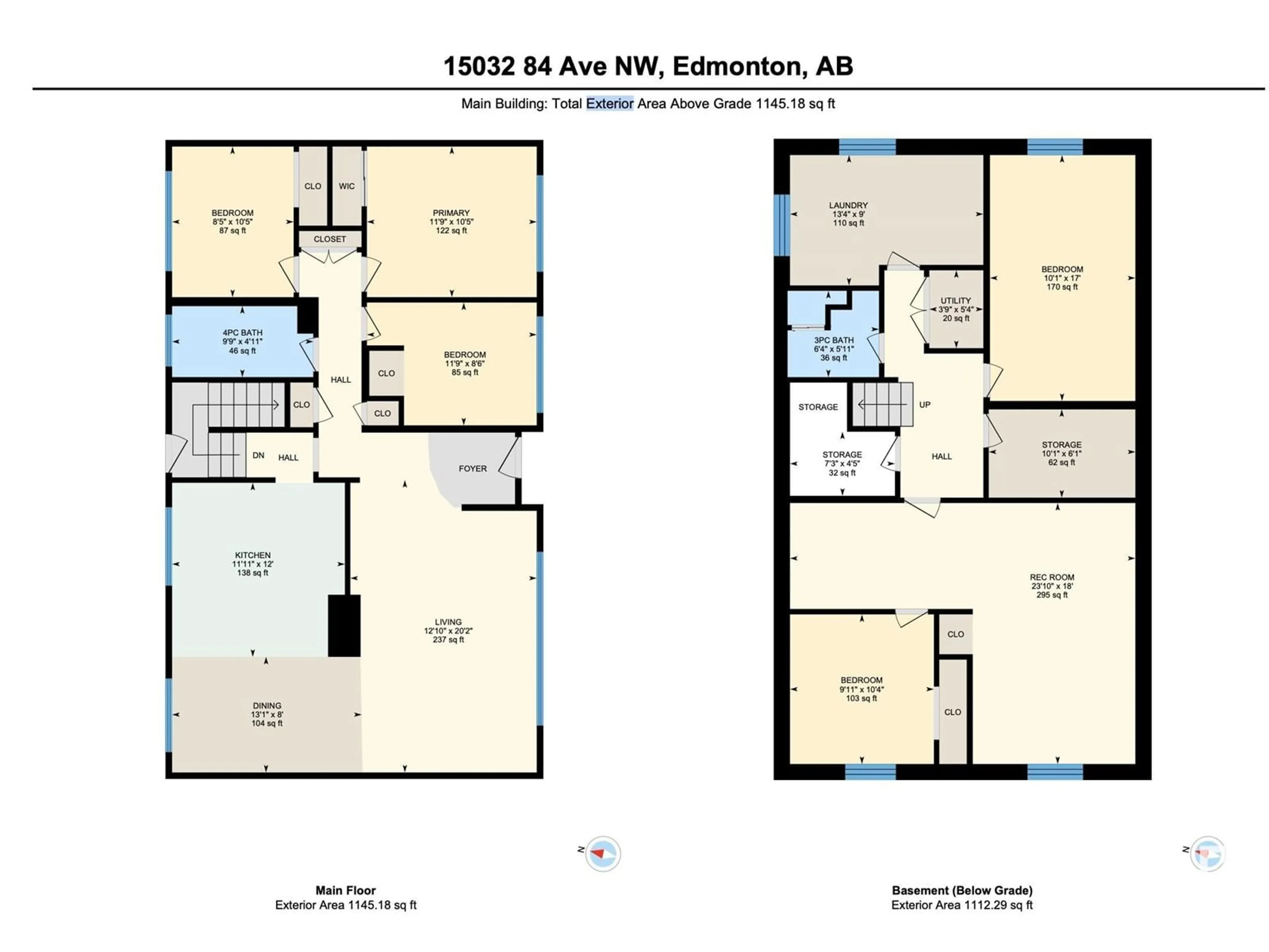 Floor plan for 15032 84 AV NW, Edmonton Alberta T5R3X5