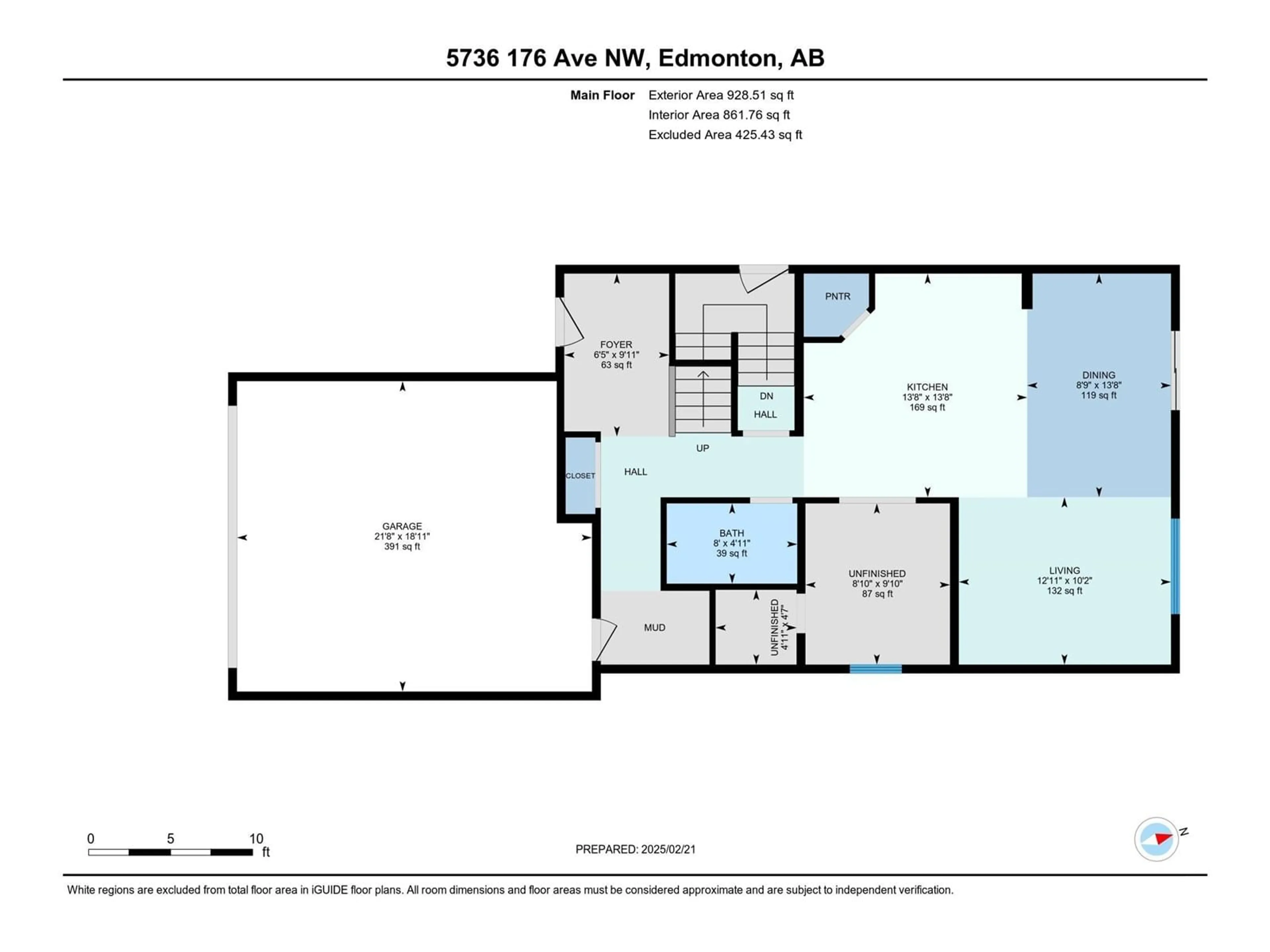 Floor plan for 5736 176 AV NW, Edmonton Alberta T5Y0Y2