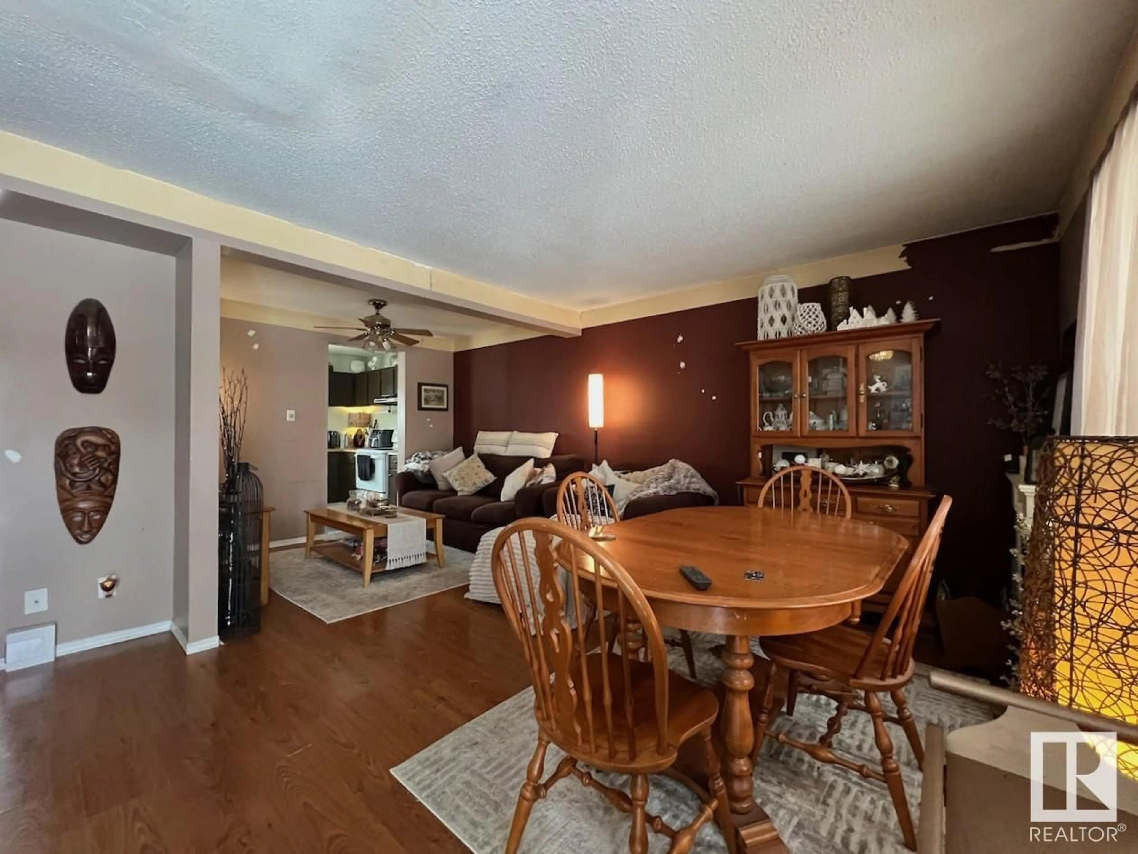 Dining room, wood/laminate floor for 18291 74 AV NW, Edmonton Alberta T5T2G6